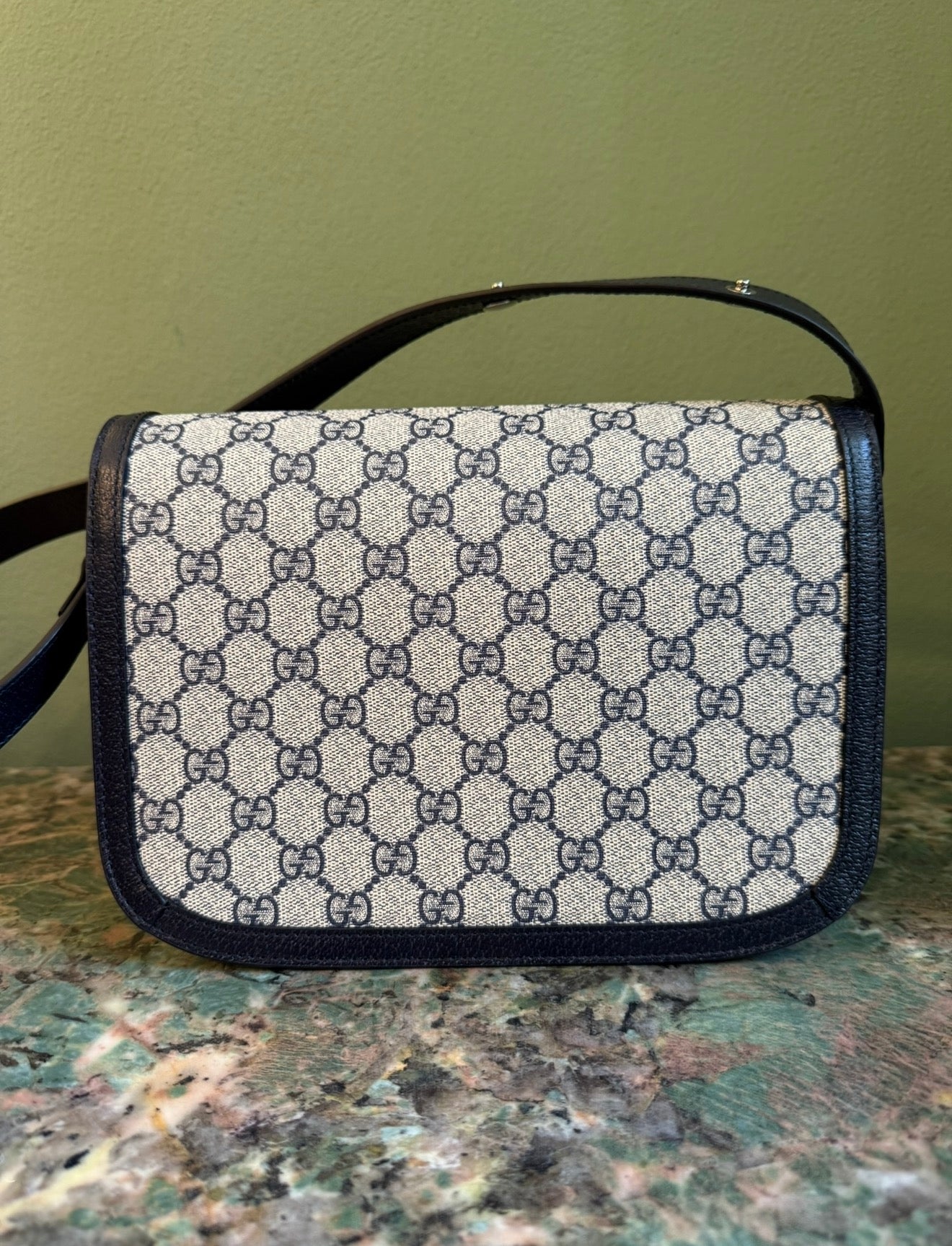 GUCCI NAVY HORSEBIT 1955 SHOULDER BAG