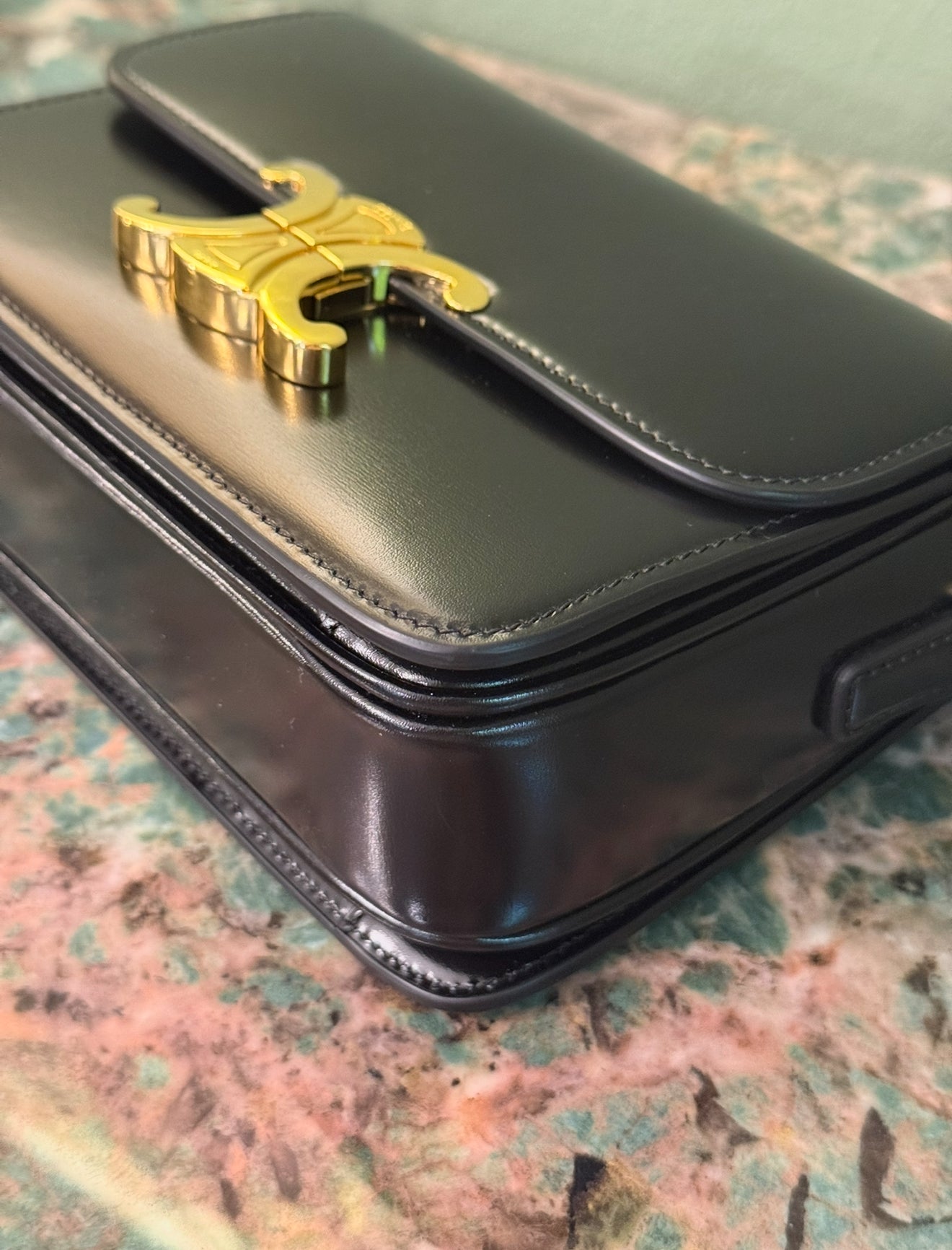 CELINE BLACK TEEN TRIOMPHE CORSSBODY BAG