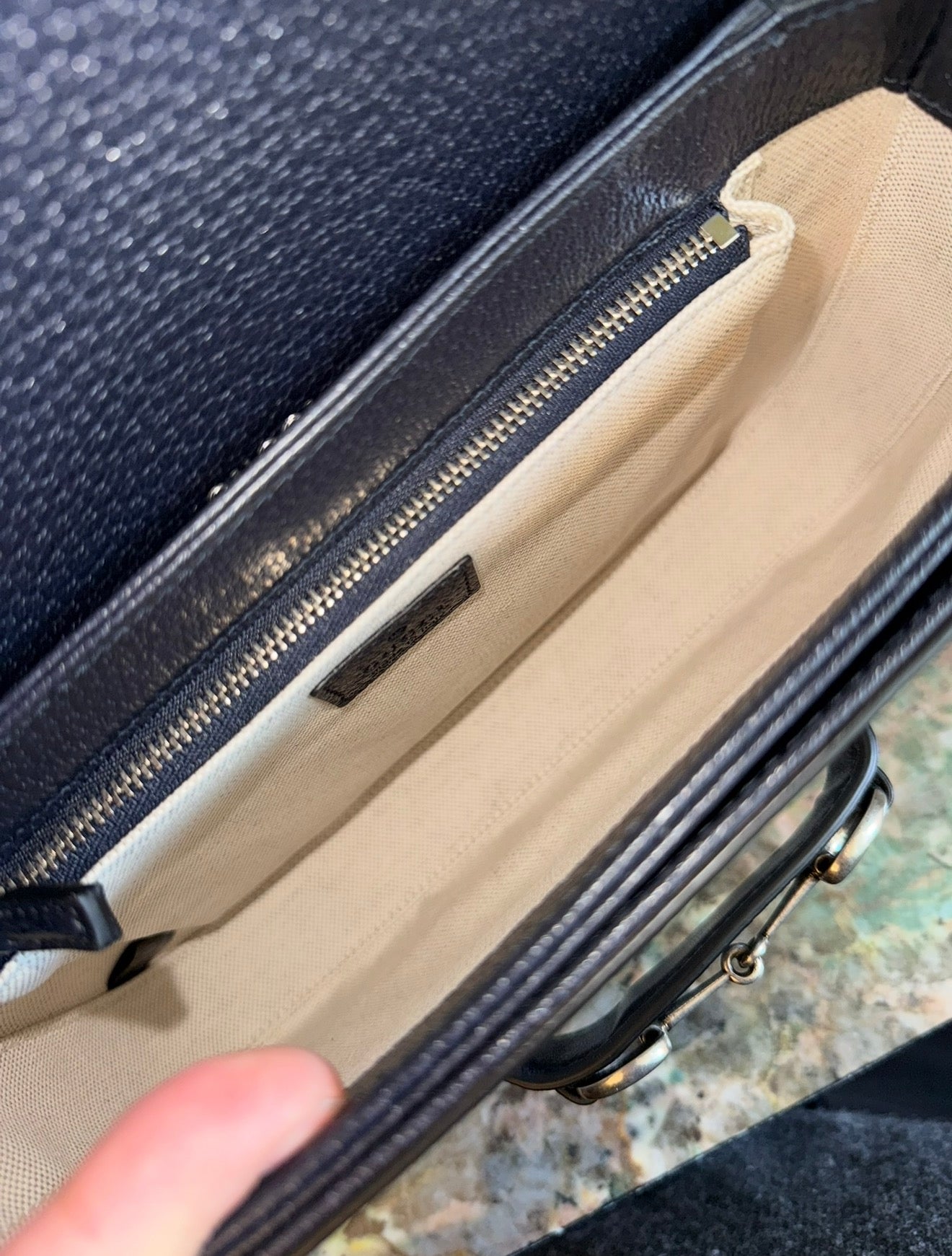 GUCCI NAVY HORSEBIT 1955 SHOULDER BAG