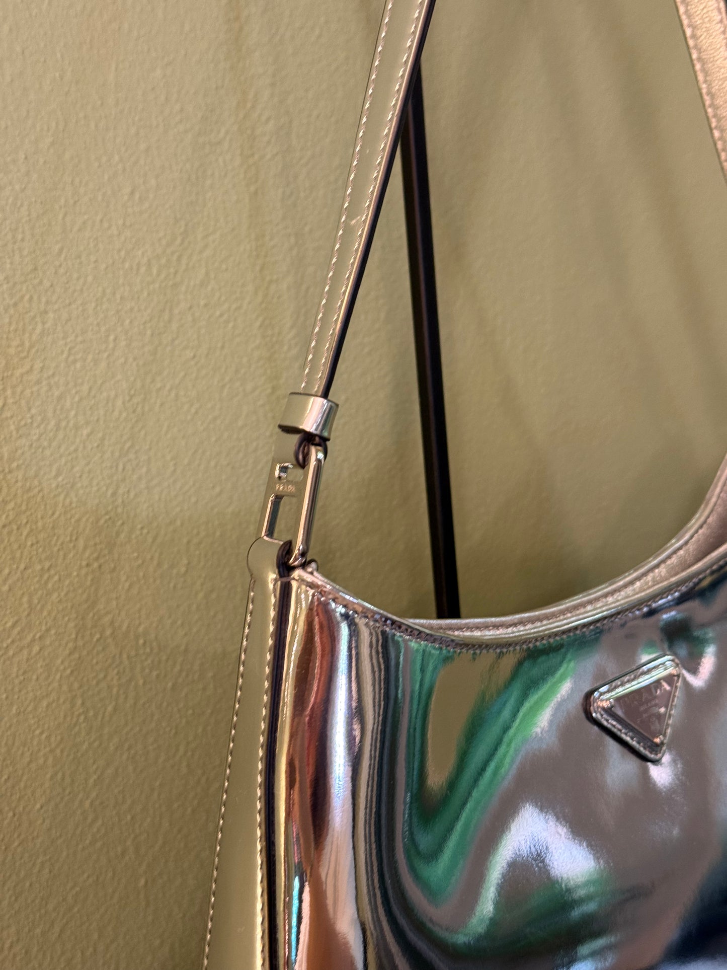PRADA SILVER METALLIC CLEO SHOULDER BAG