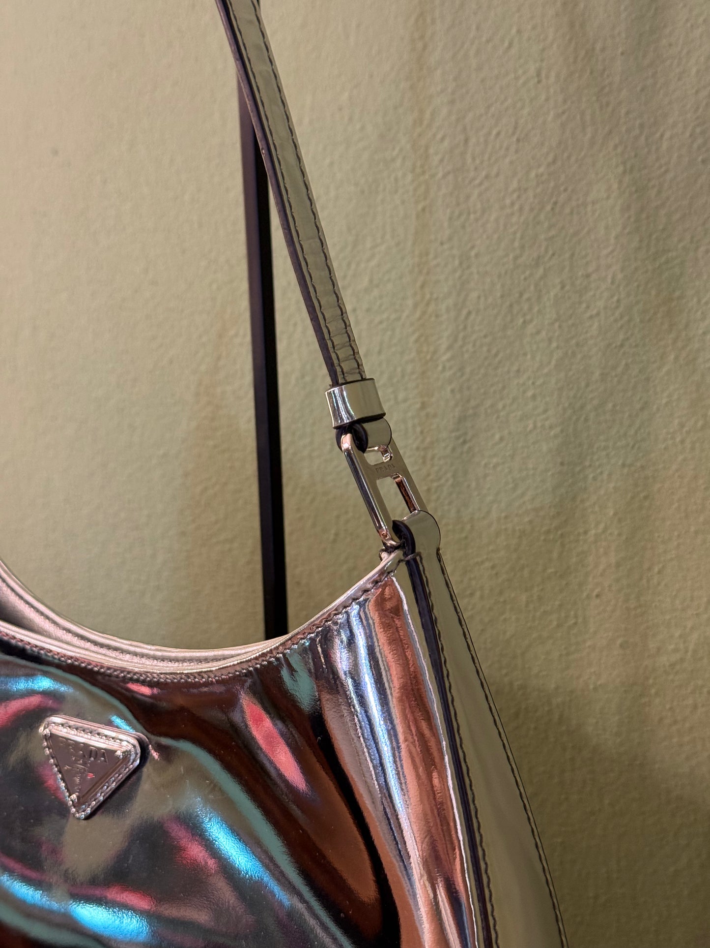 PRADA SILVER METALLIC CLEO SHOULDER BAG