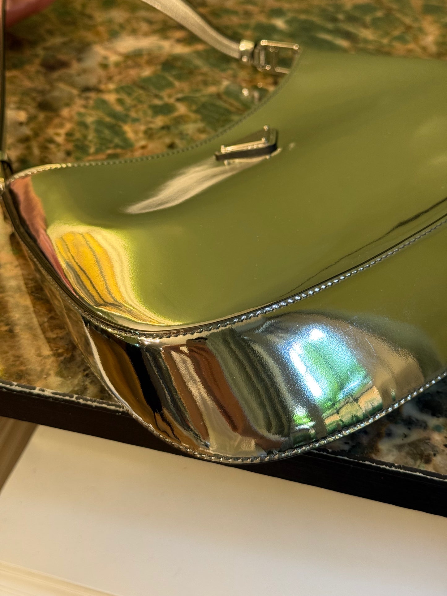 PRADA SILVER METALLIC CLEO SHOULDER BAG
