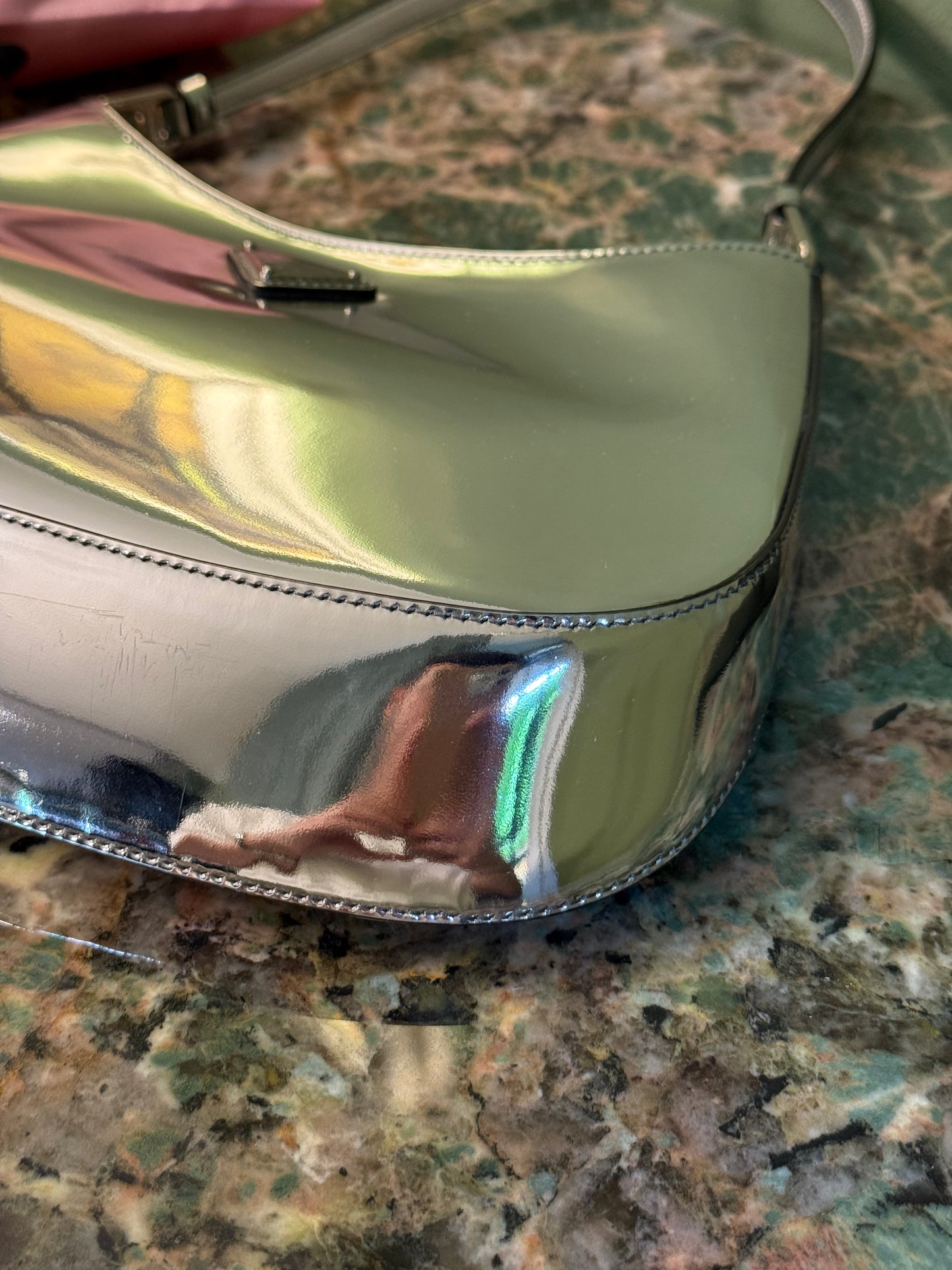 PRADA SILVER METALLIC CLEO SHOULDER BAG