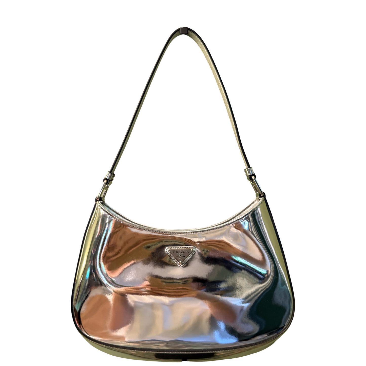 PRADA SILVER METALLIC CLEO SHOULDER BAG