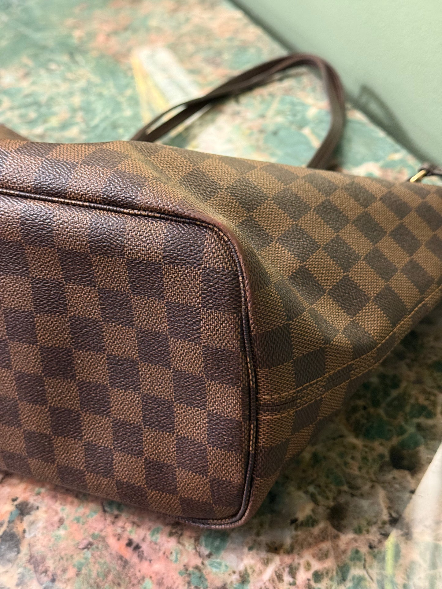 LOUIS VUITTON DAMIER EBENE NEVERFULL MM SHOPPER TOTE