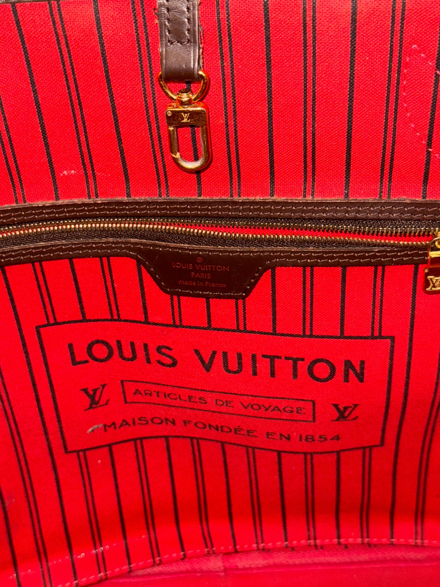LOUIS VUITTON DAMIER EBENE NEVERFULL MM SHOPPER TOTE