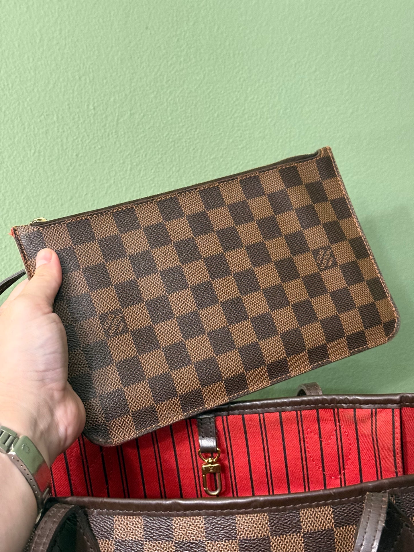 LOUIS VUITTON DAMIER EBENE NEVERFULL MM SHOPPER TOTE