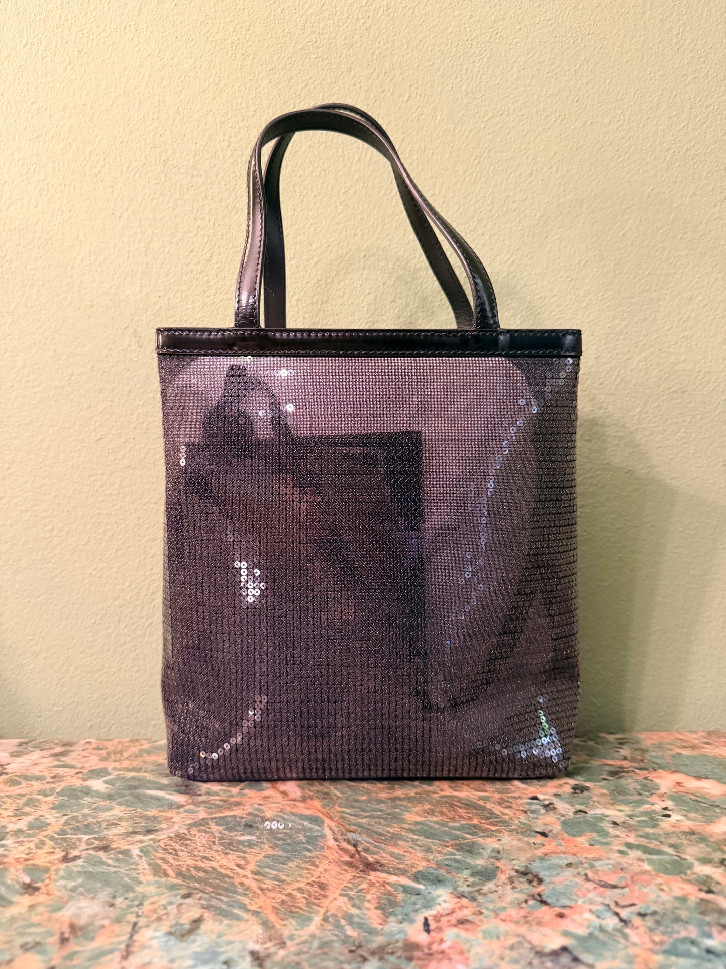 PRADA BLACK MESH SMALL HANDBAG