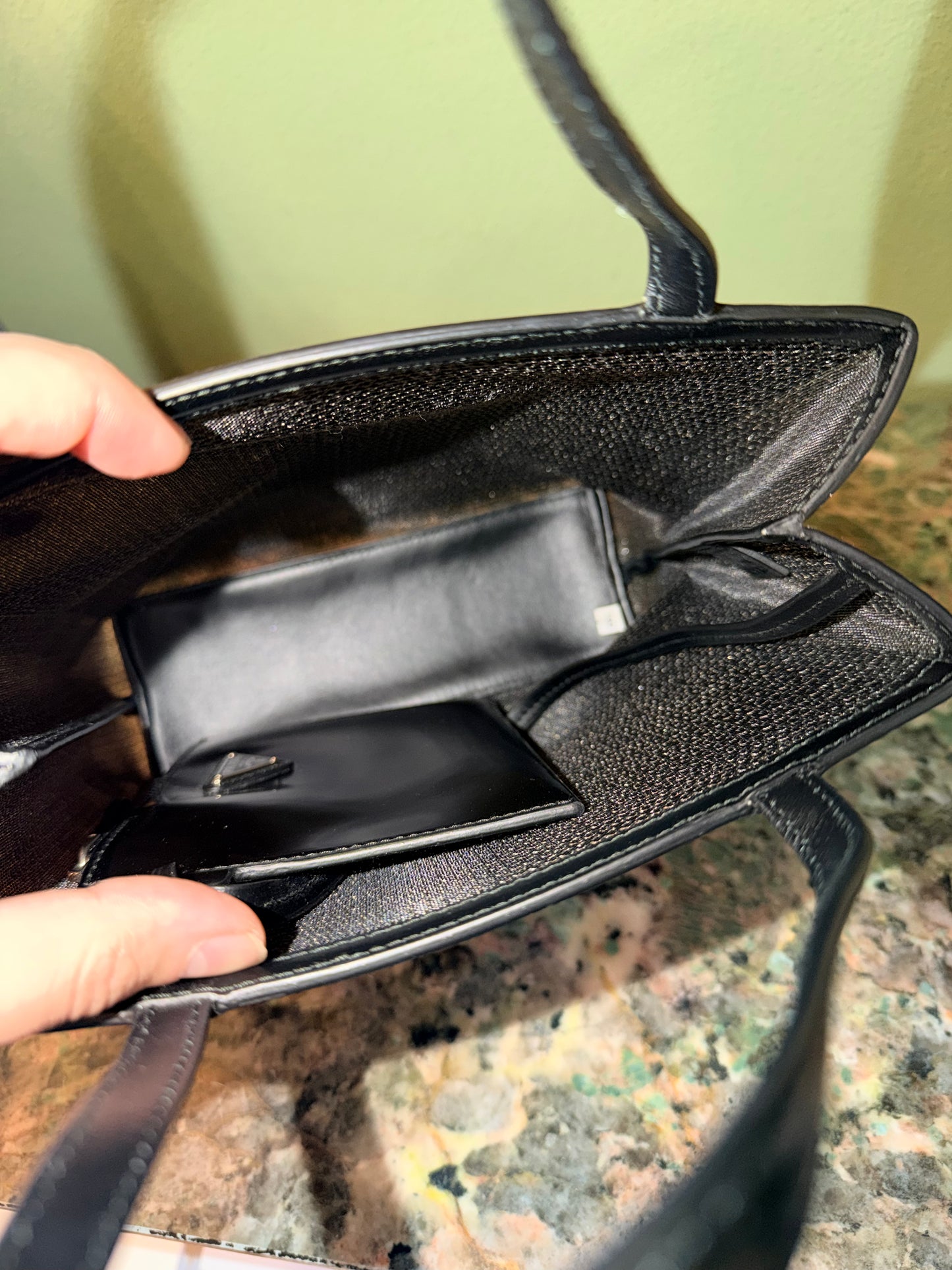 PRADA BLACK MESH SMALL HANDBAG