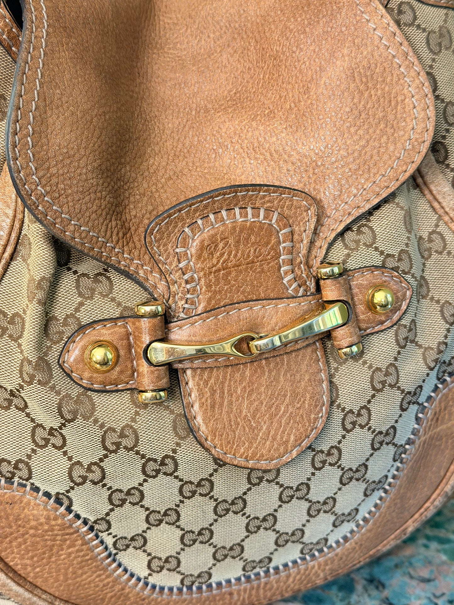 GUCCI BROWN MONOGRAM PELHAM SHOULDER BAG