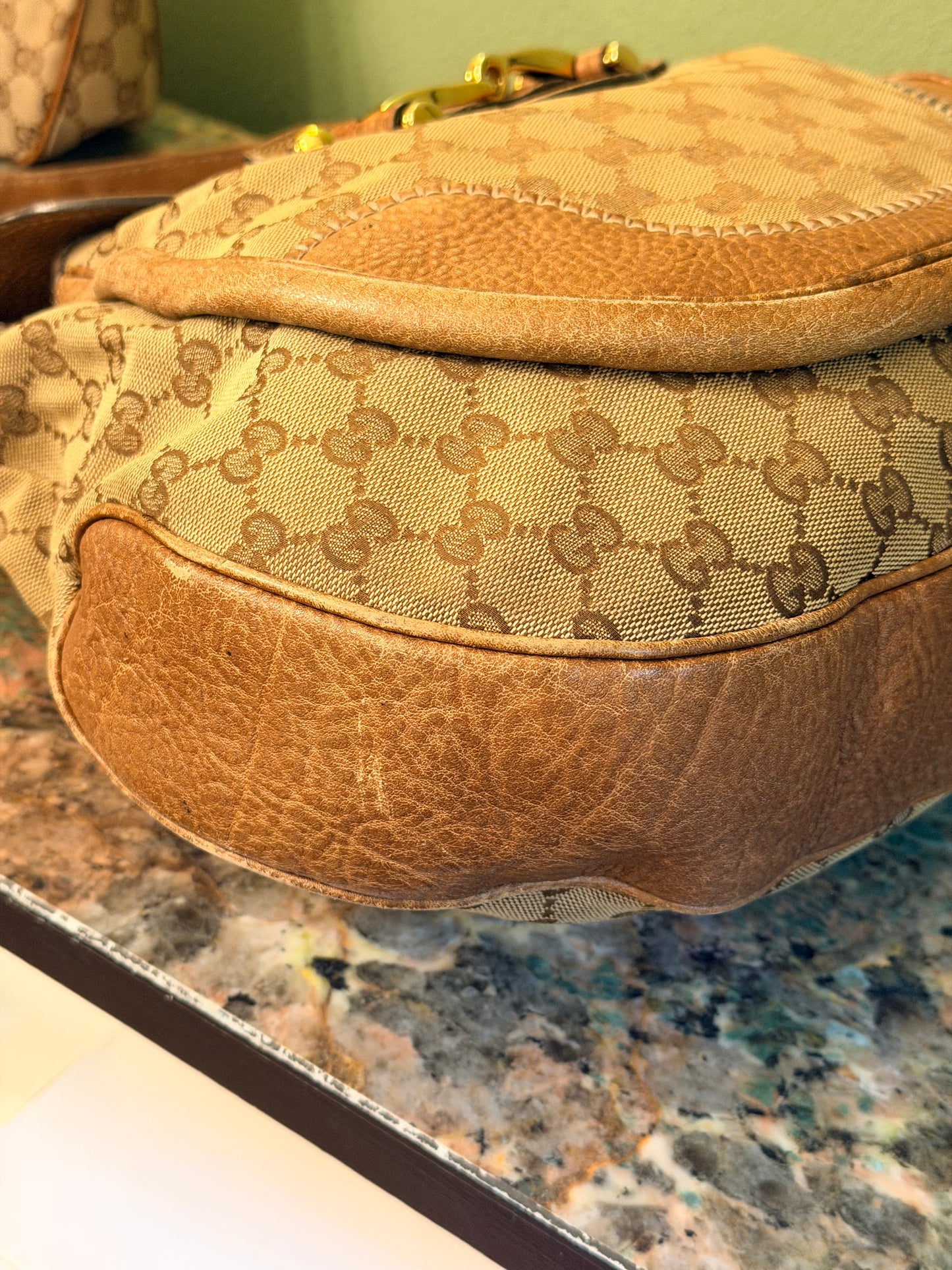 GUCCI BROWN MONOGRAM PELHAM SHOULDER BAG