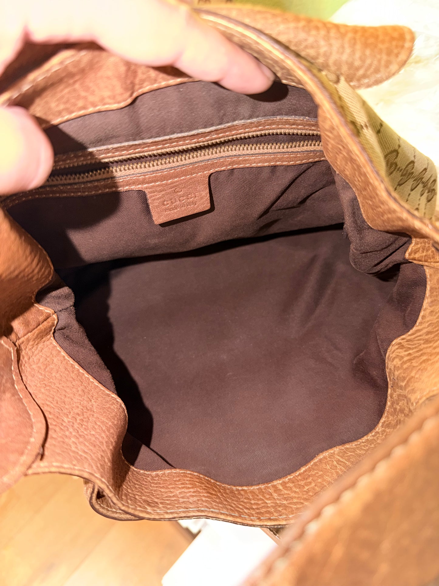 GUCCI BROWN MONOGRAM PELHAM SHOULDER BAG