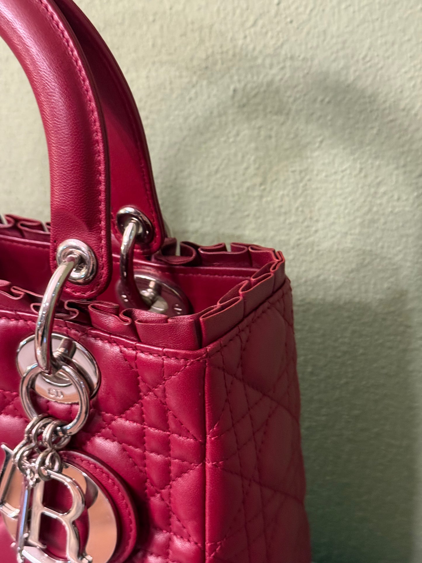 DIOR MEDIUM BURGUNDY LADY DIOR HANDBAG