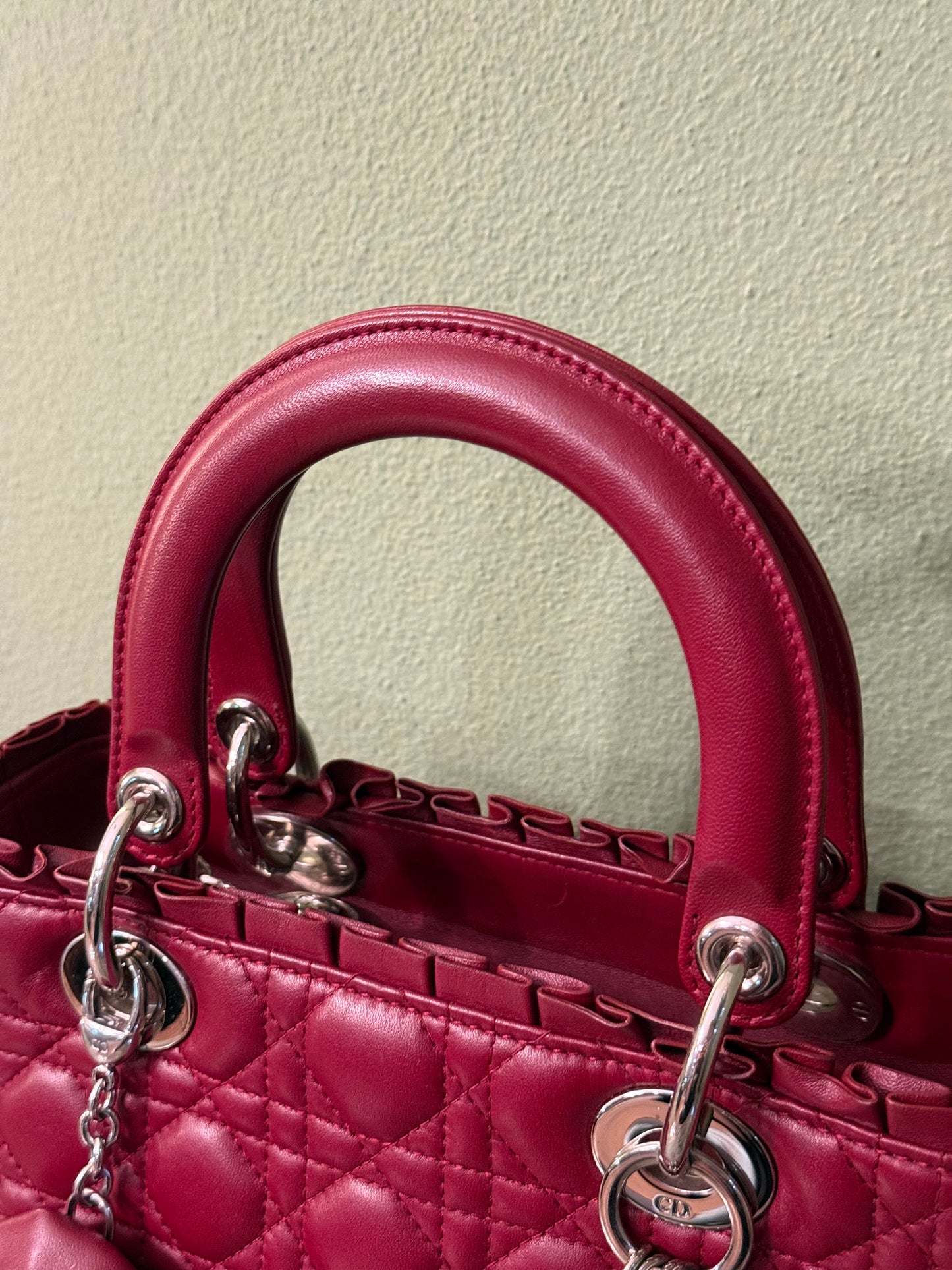 DIOR MEDIUM BURGUNDY LADY DIOR HANDBAG