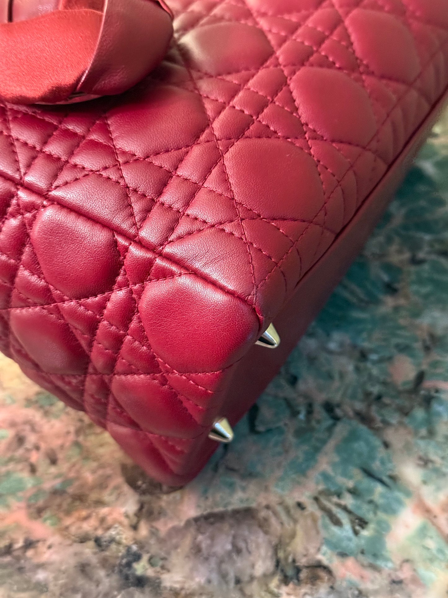 DIOR MEDIUM BURGUNDY LADY DIOR HANDBAG
