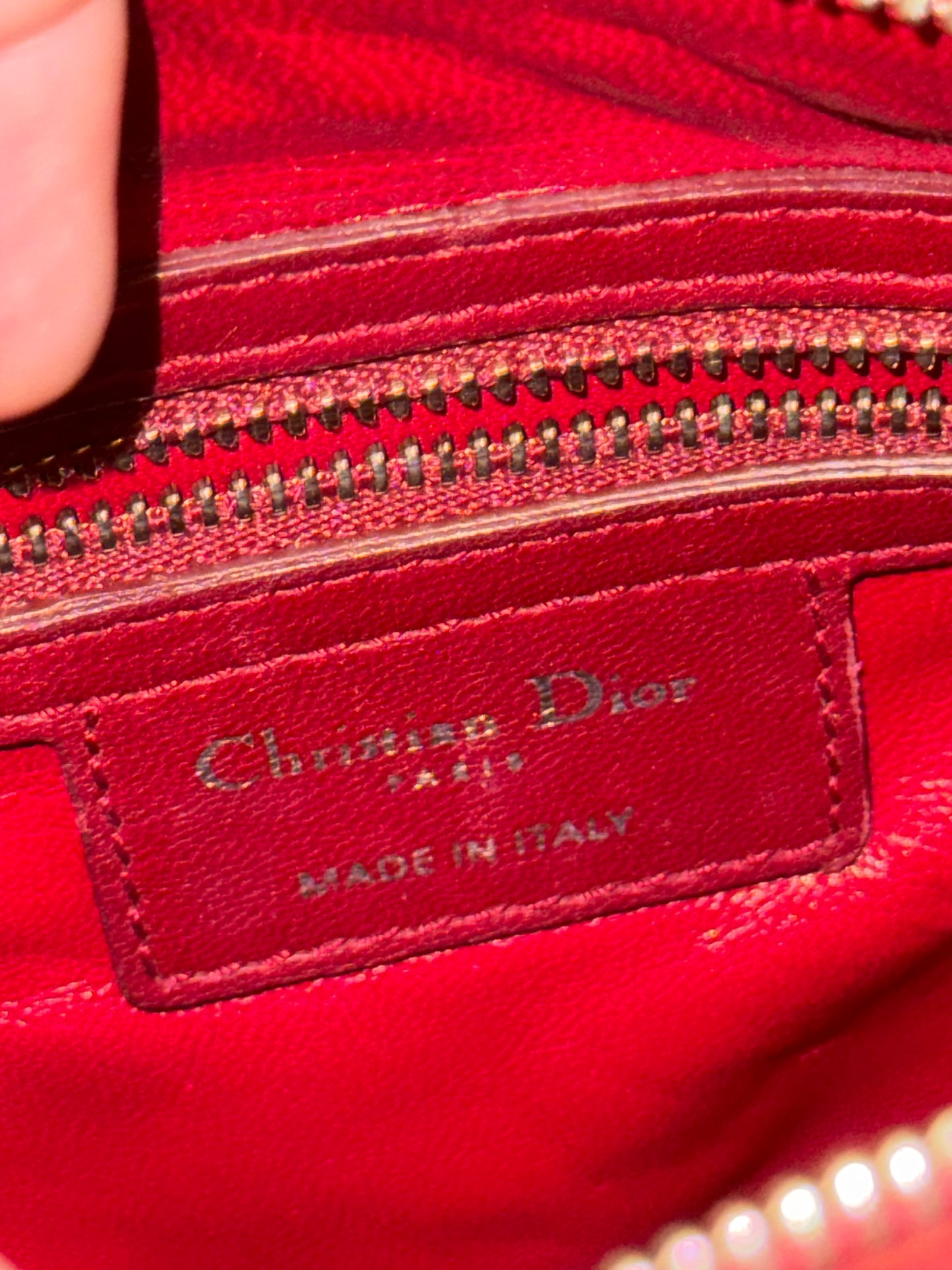 DIOR MEDIUM BURGUNDY LADY DIOR HANDBAG