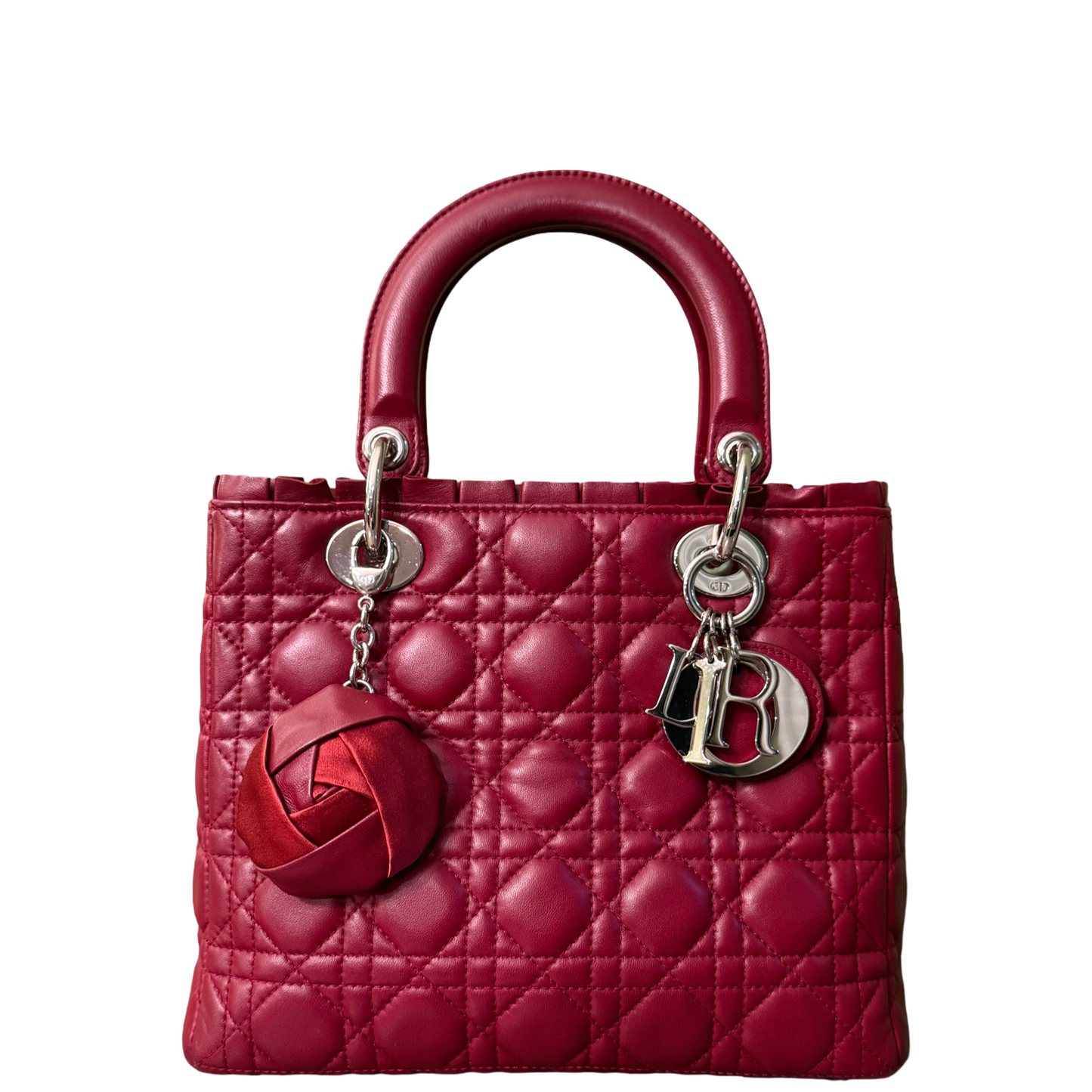 DIOR MEDIUM BURGUNDY LADY DIOR HANDBAG
