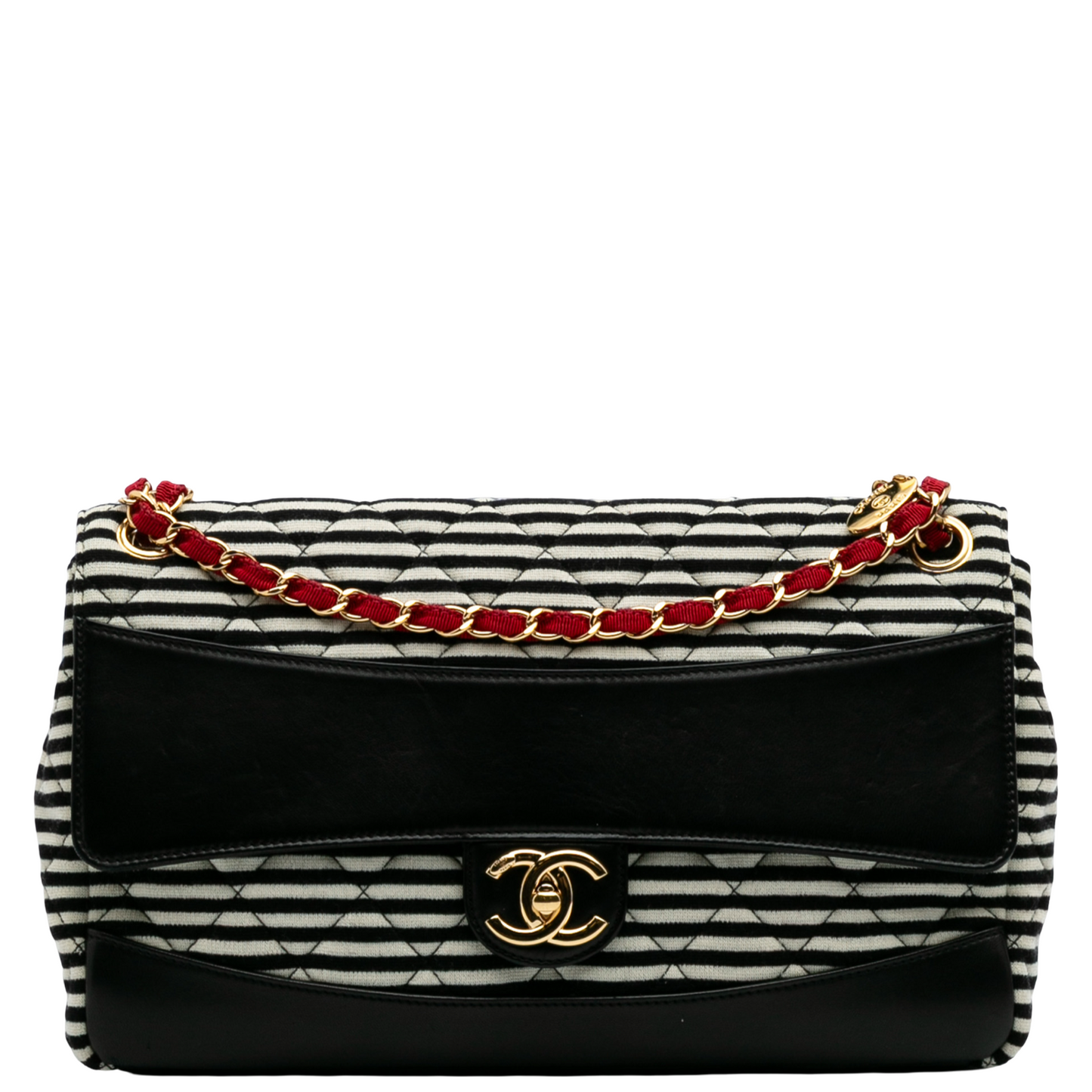 CHAMEL STRIPED JUMBO COCO SAILOR SHOULDER BAG