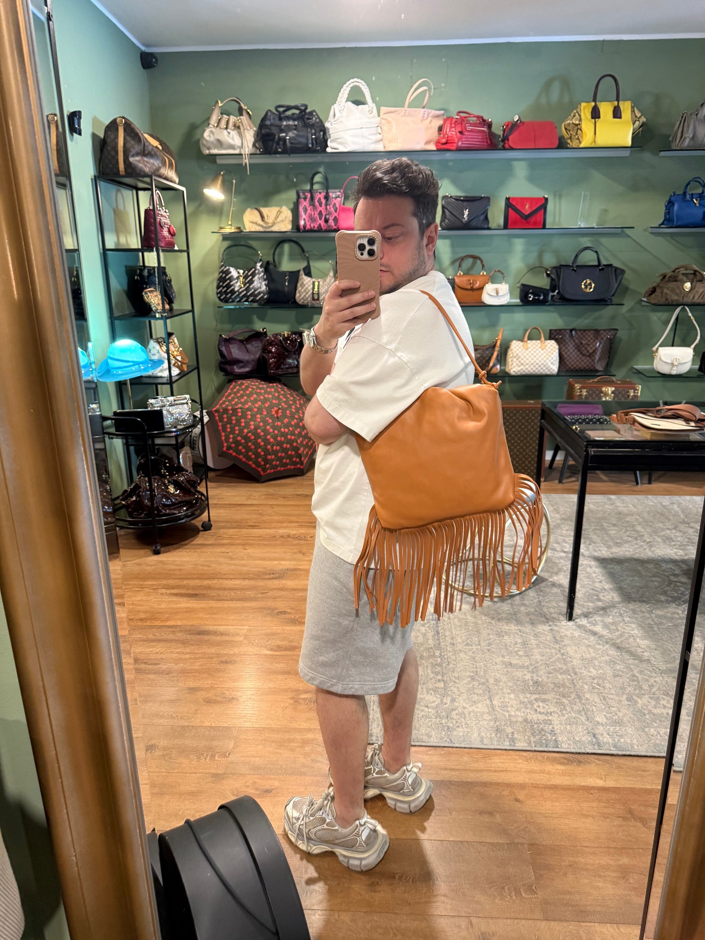 BOTTEGA VENETA THE FRINGE POUCH SHOULDER BAG