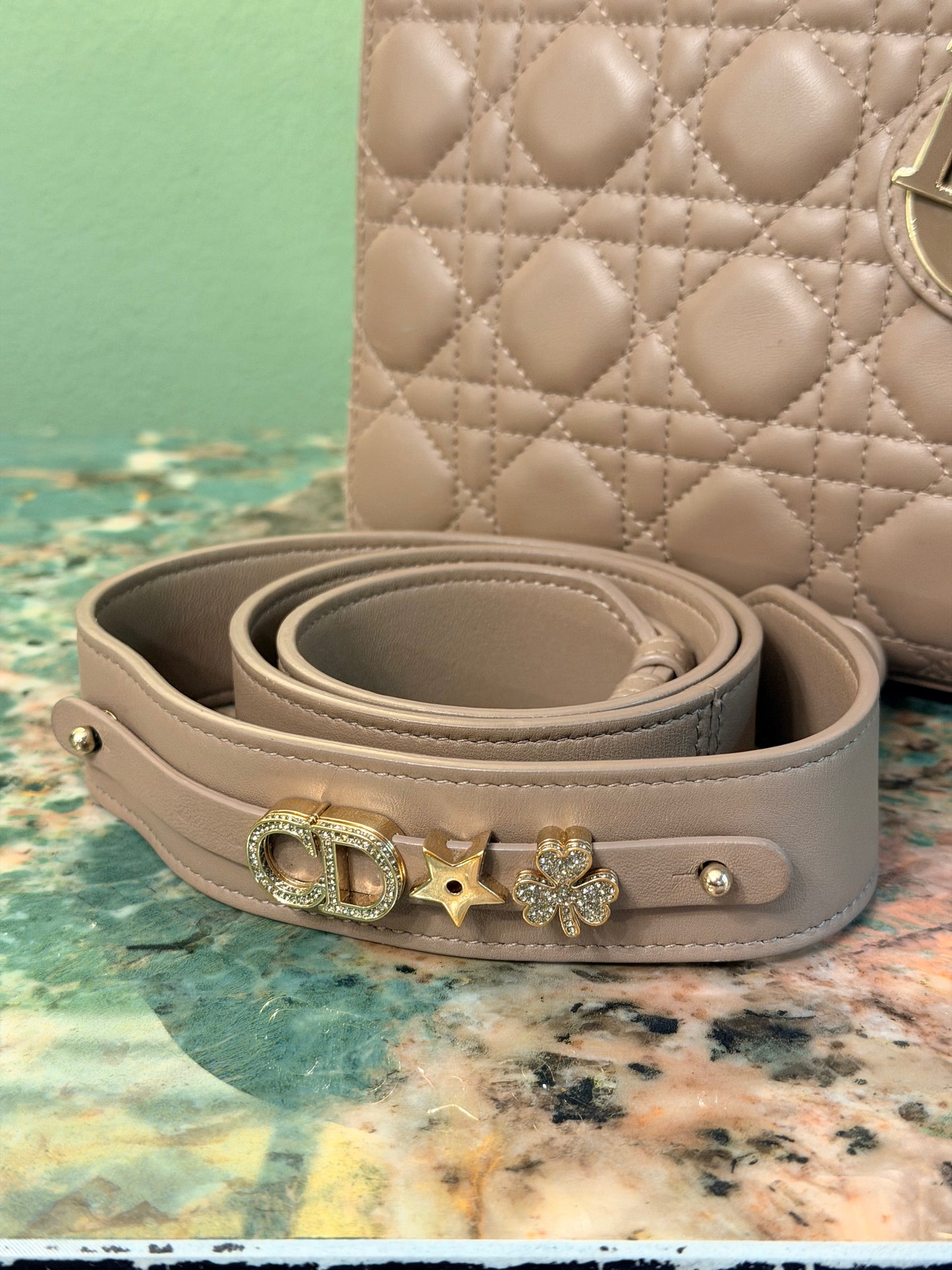 DIOR TAUPE SMALL MY ABC LADY DIOR HANDBAG