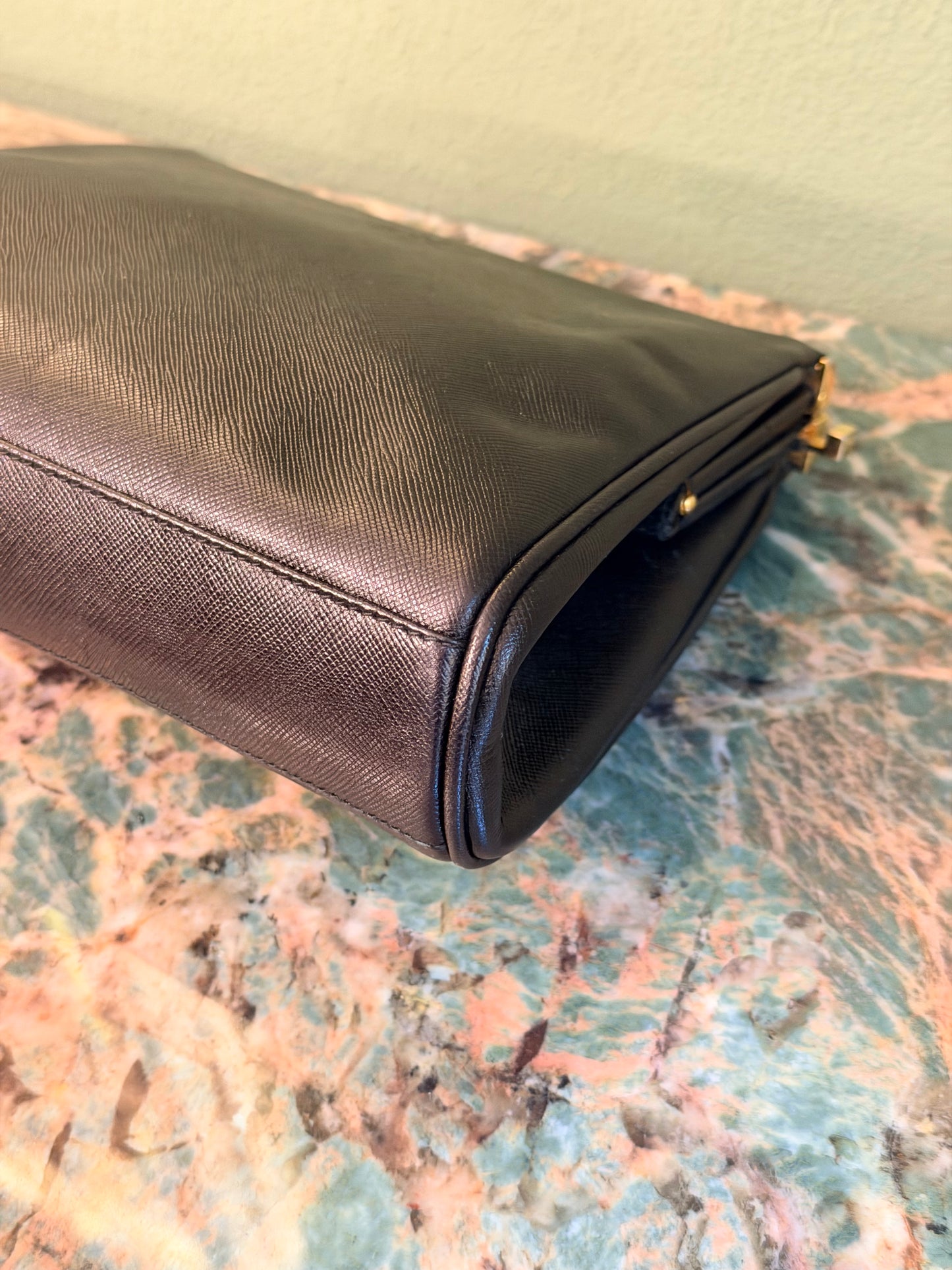 PRADA BLACK SAFFIANO VINTAGE CLUTCH