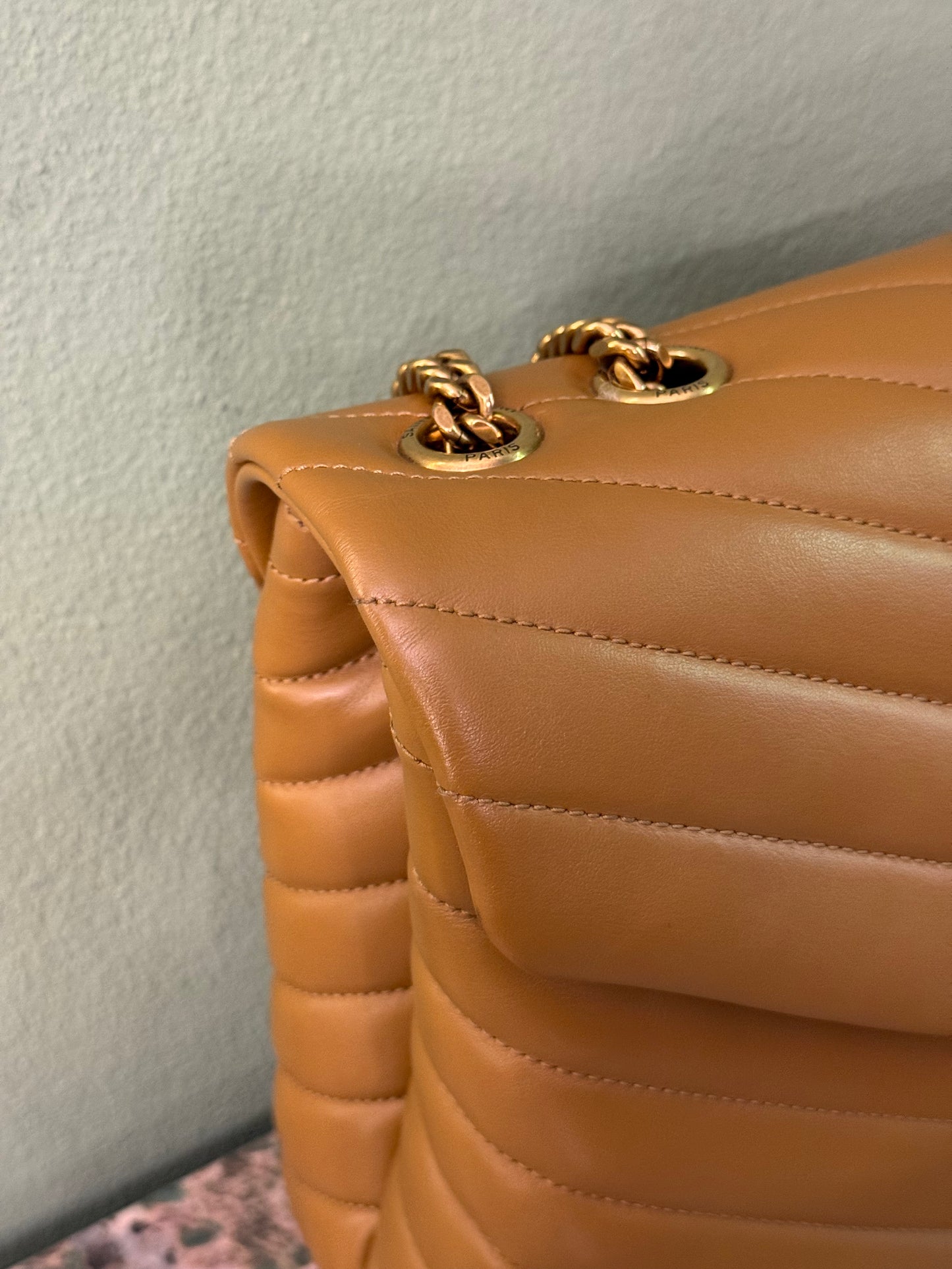 SAINT LAURENT TAN MEDIUM LOU LOU SHOULDER BAG