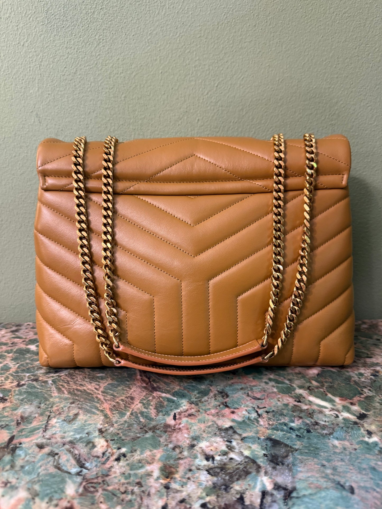 SAINT LAURENT TAN MEDIUM LOU LOU SHOULDER BAG
