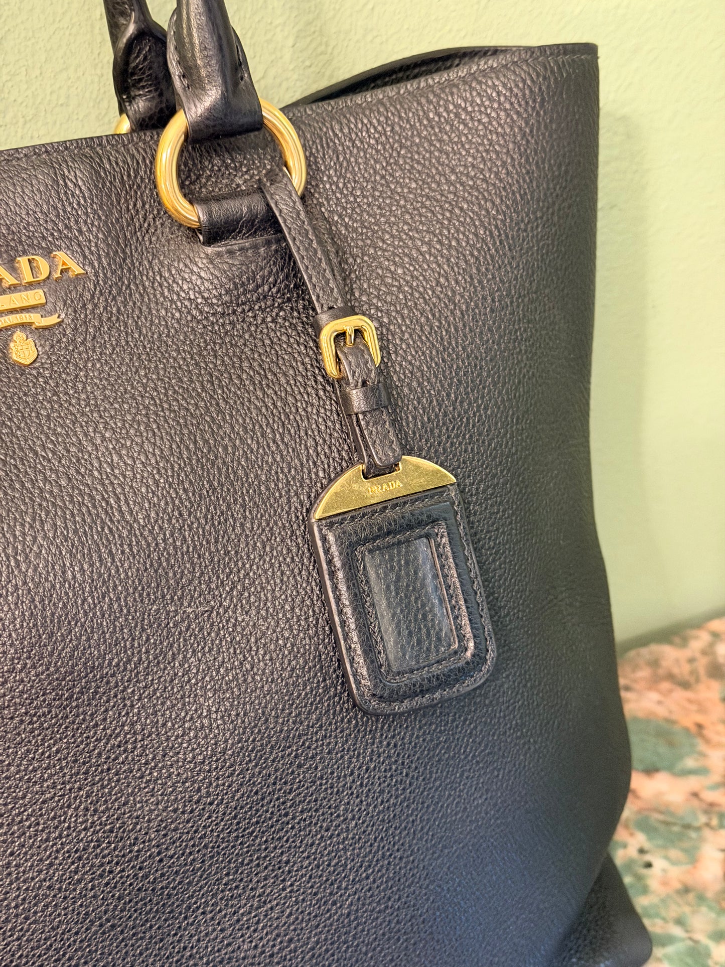 PRADA BLACK TWO WAY TOTE BAG