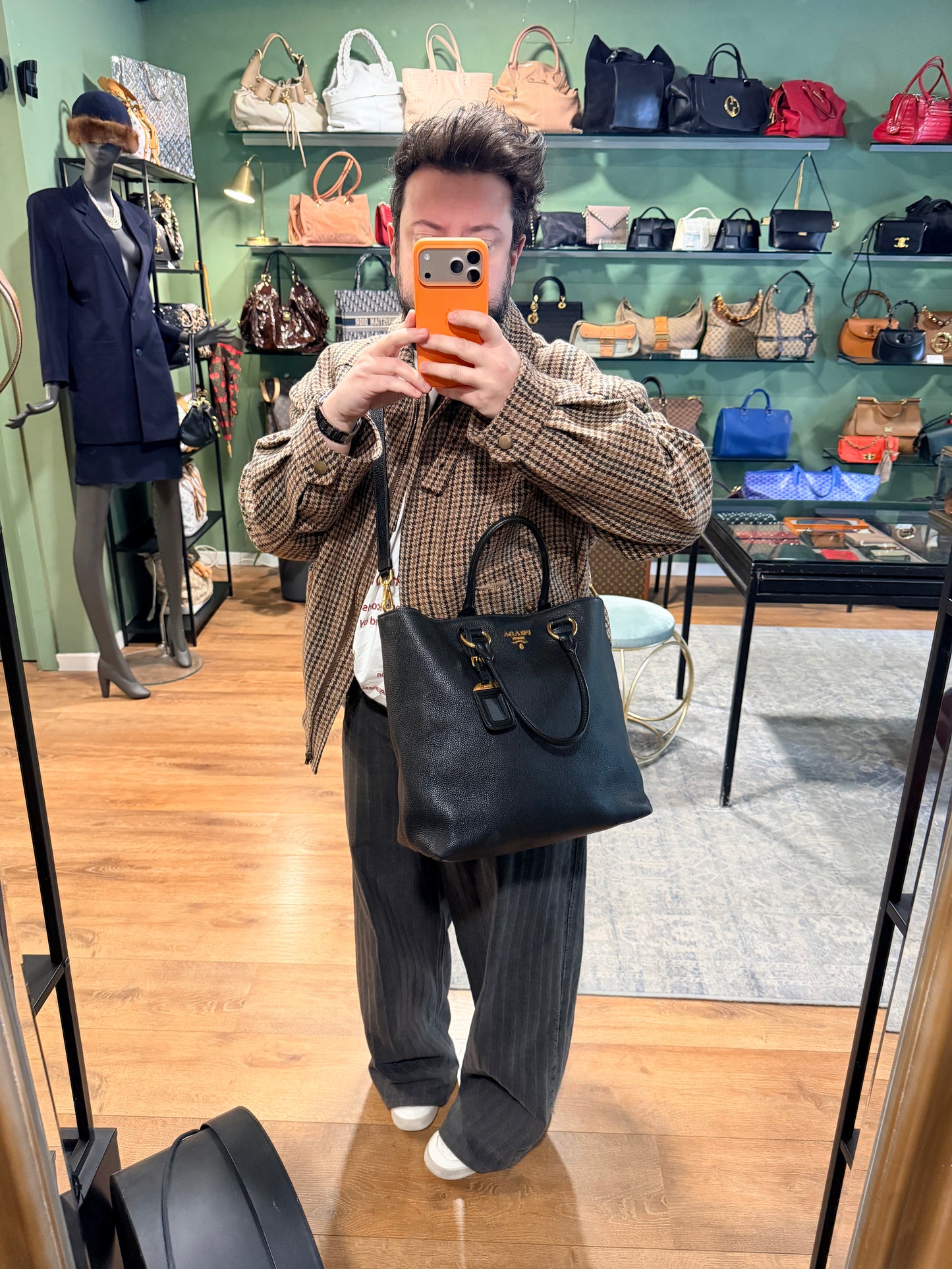 PRADA BLACK TWO WAY TOTE BAG