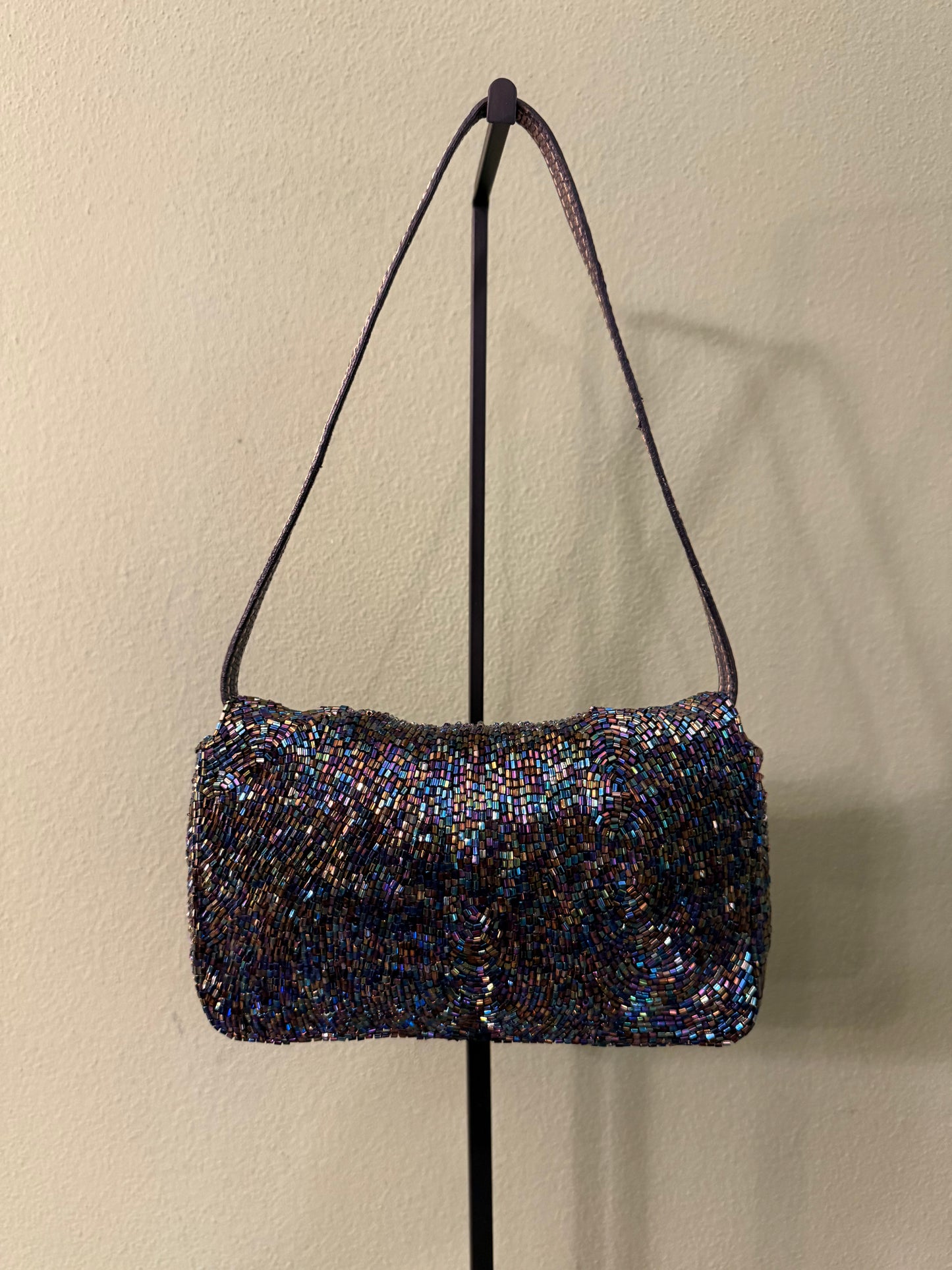 FENDI PURPLE BEADED MINI BAGUETTE SHOULDER BAG