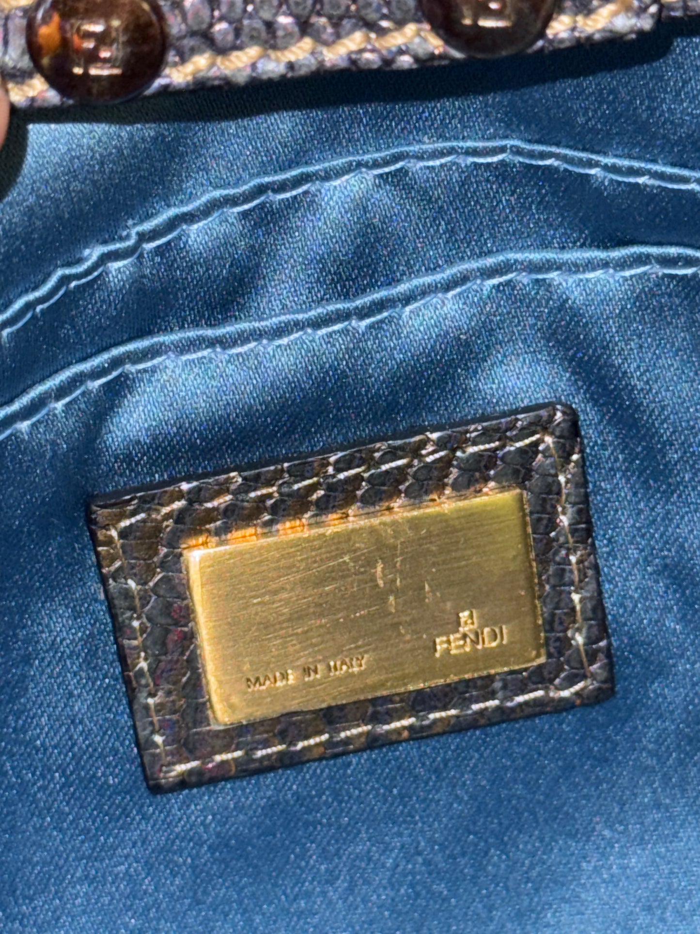 FENDI PURPLE BEADED MINI BAGUETTE SHOULDER BAG