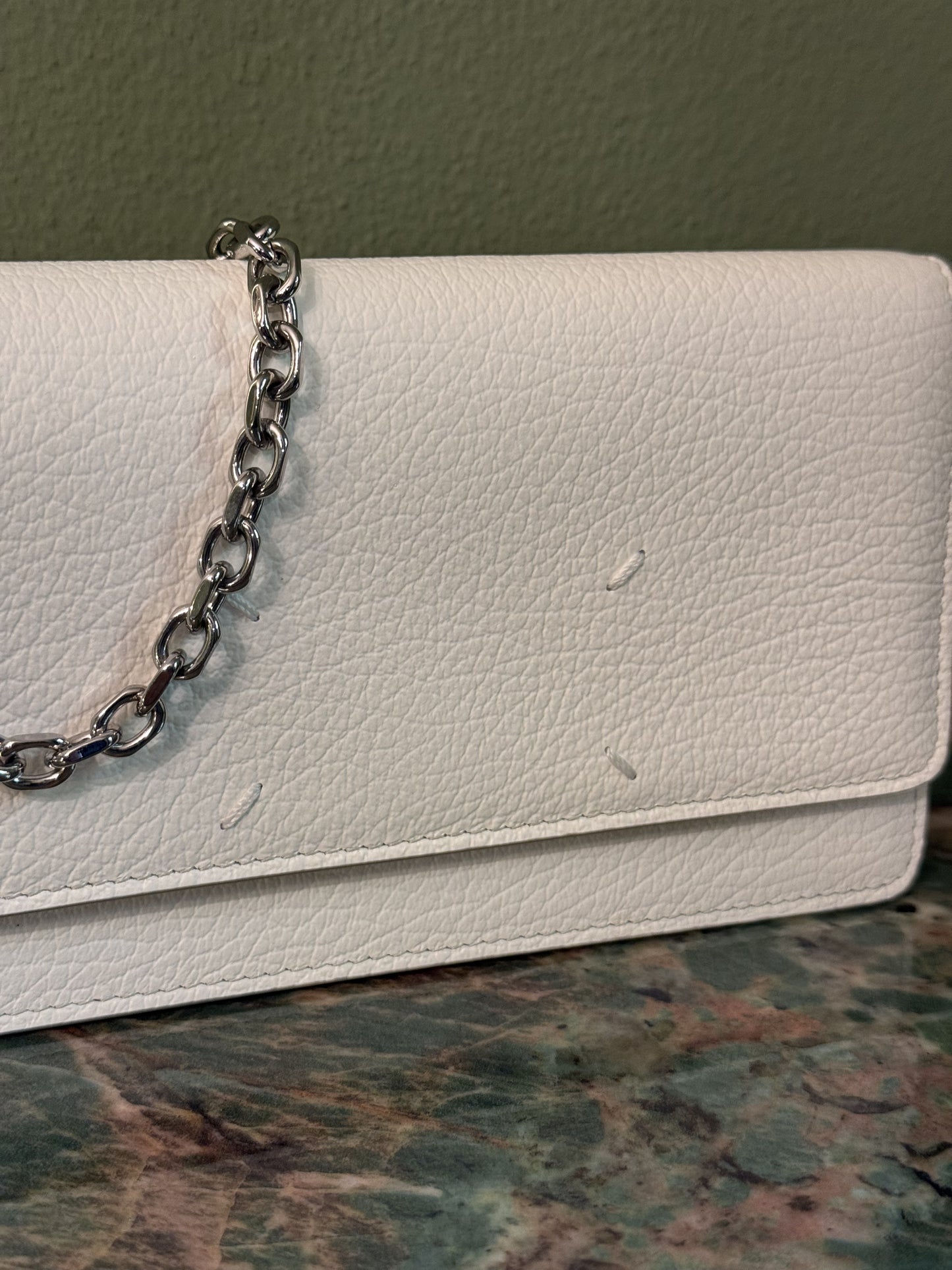 MAISON MARGIELA WHITE WALLET ON CHAIN CROSSBODY BAG