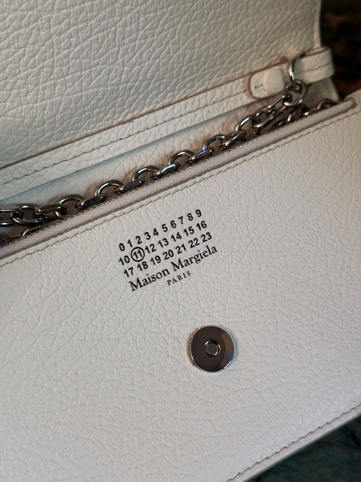 MAISON MARGIELA WHITE WALLET ON CHAIN CROSSBODY BAG