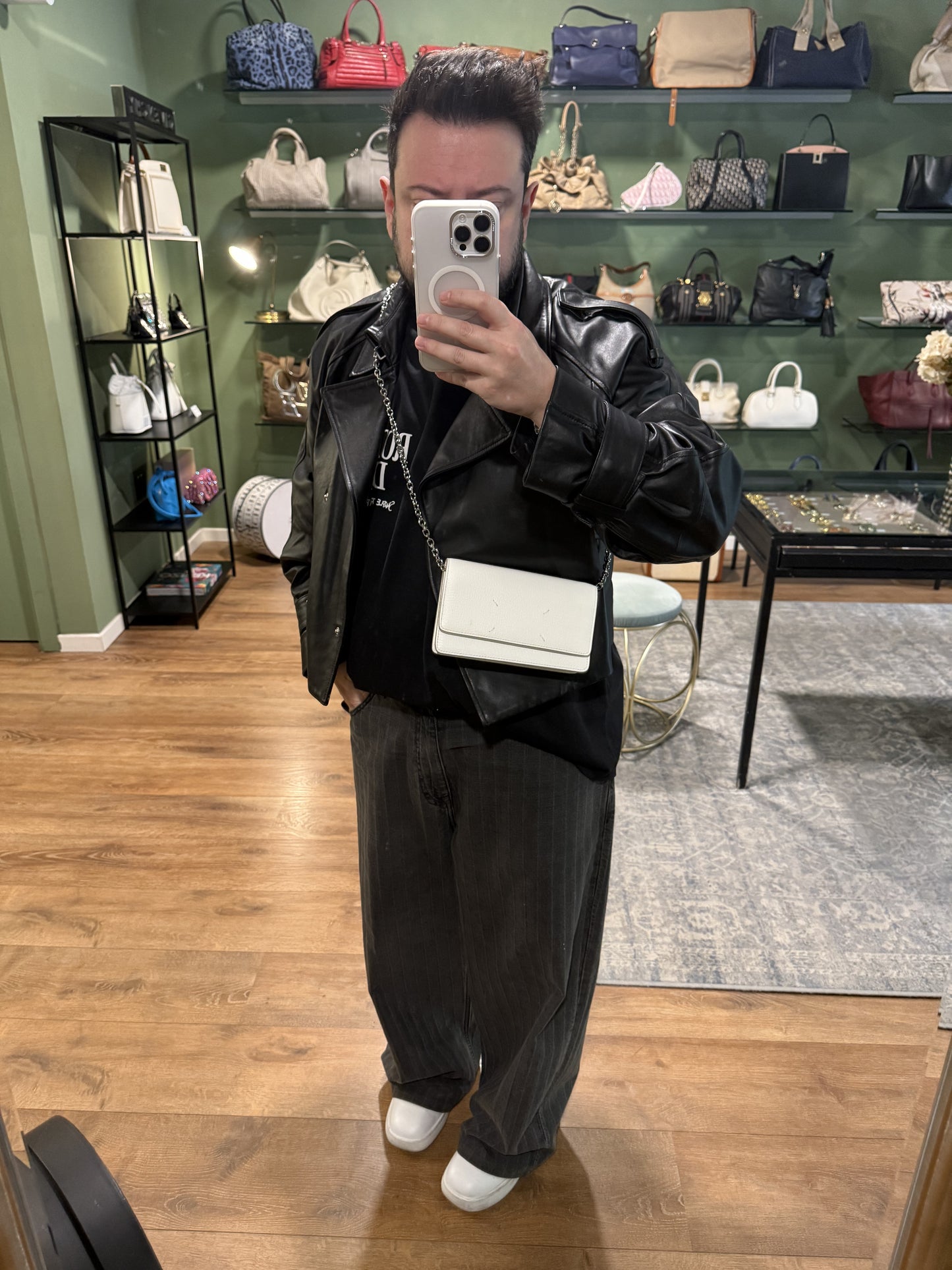 MAISON MARGIELA WHITE WALLET ON CHAIN CROSSBODY BAG
