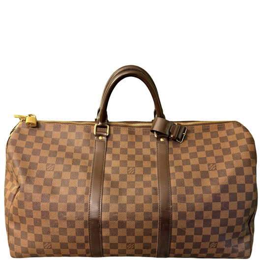 LOUIS VUITTON DAMIER EBENE KEEPALL 50 TRAVEL BAG