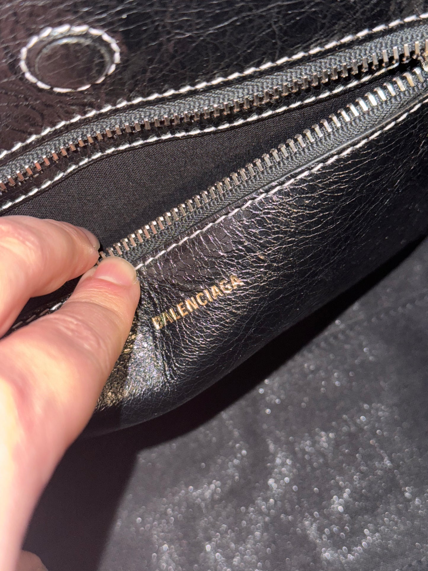 BALENCIAGA PINK STRIPES SMALL BAZAR HANDBAG