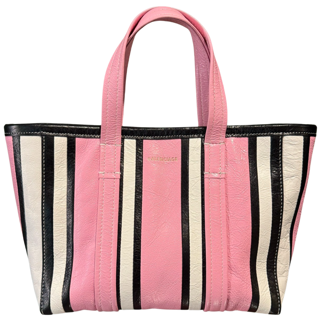 BALENCIAGA PINK STRIPES SMALL BAZAR HANDBAG