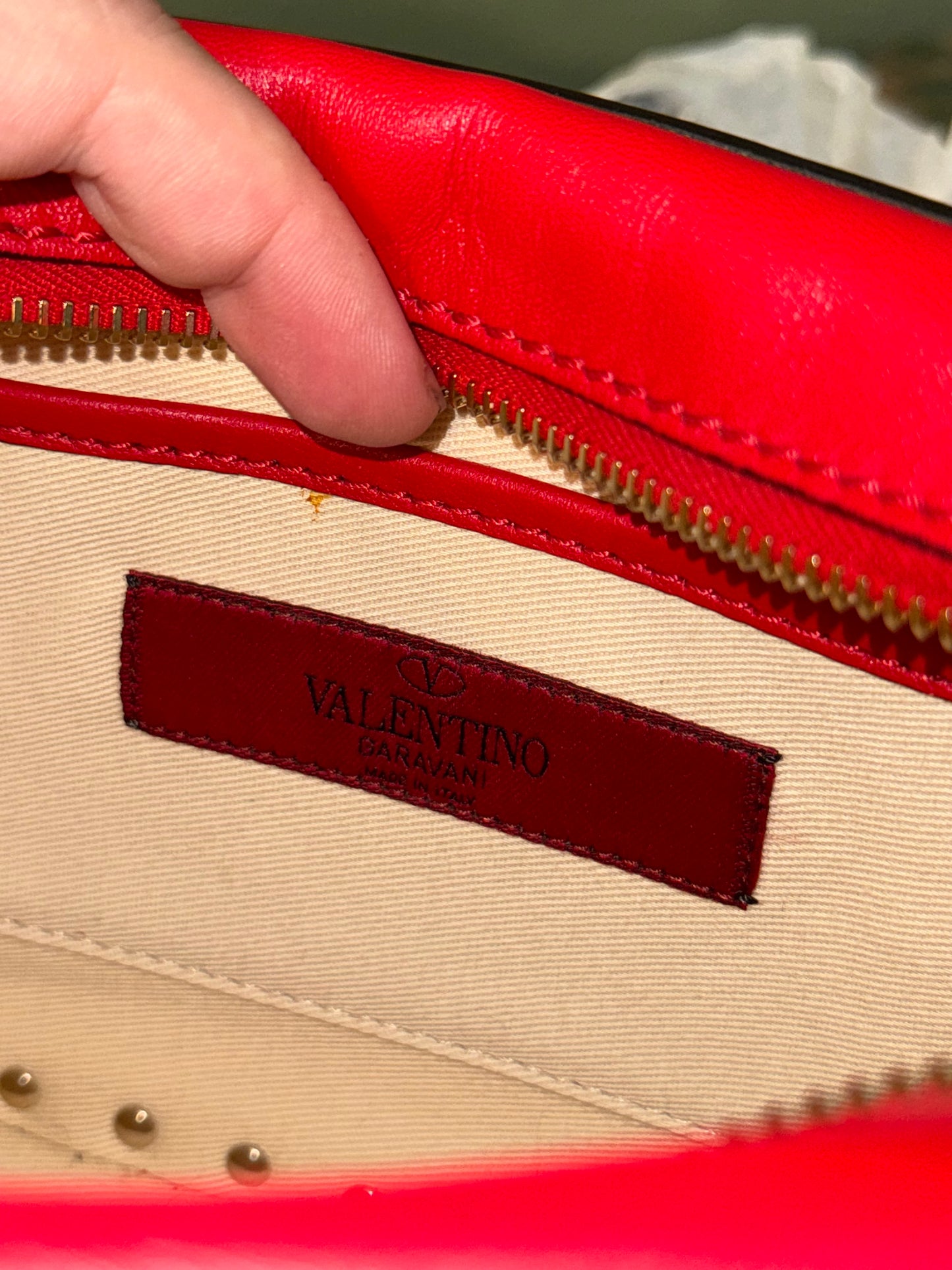 VALENTINO RED ROCKSTUD CAMERA BAG