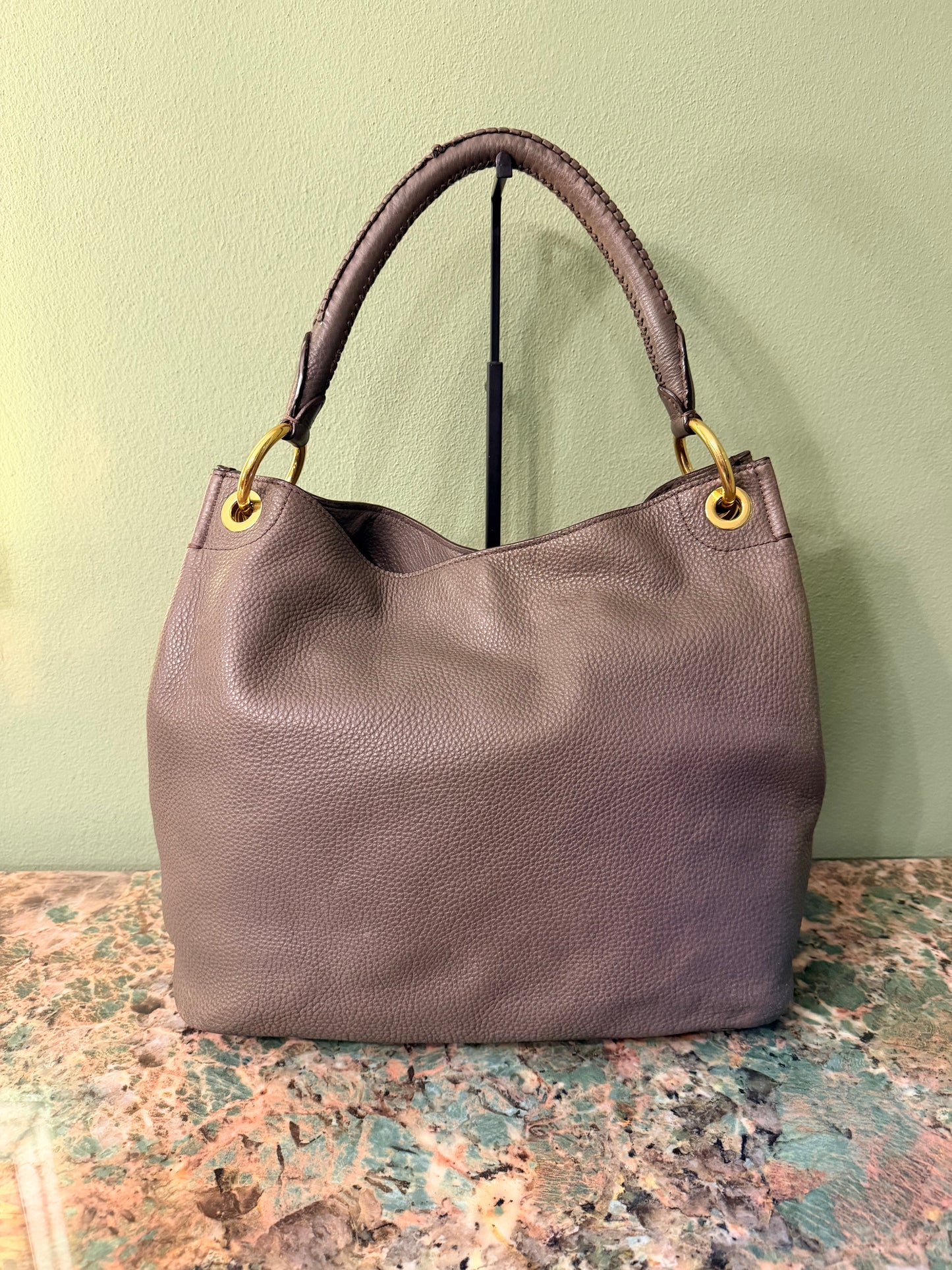 PRADA GRAY DAINO HOBO BAG