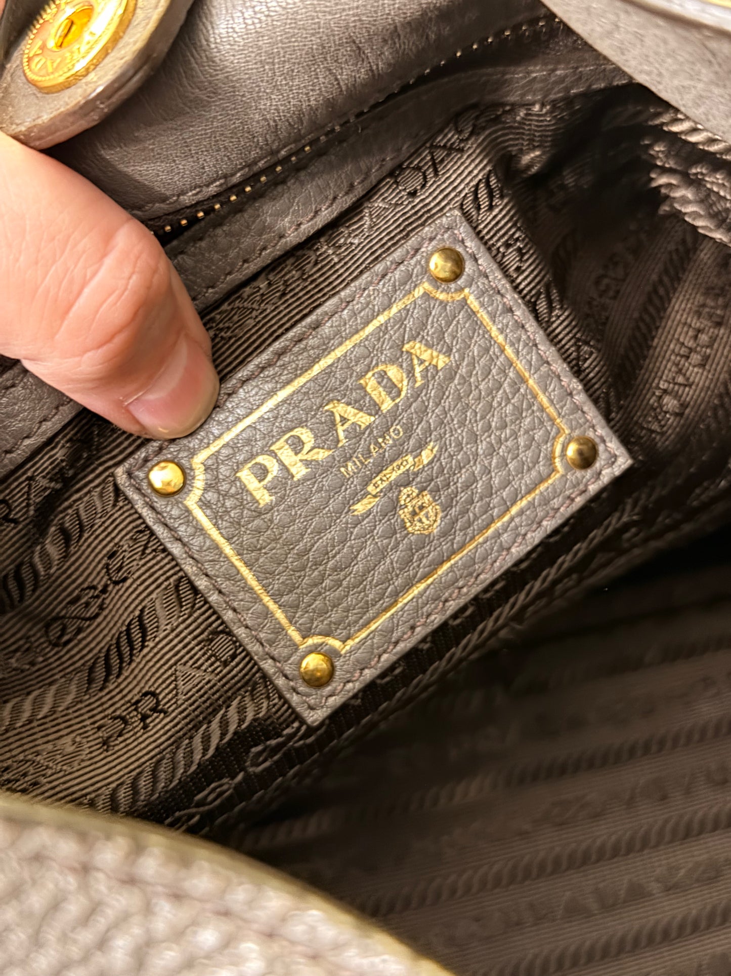 PRADA GRAY DAINO HOBO BAG
