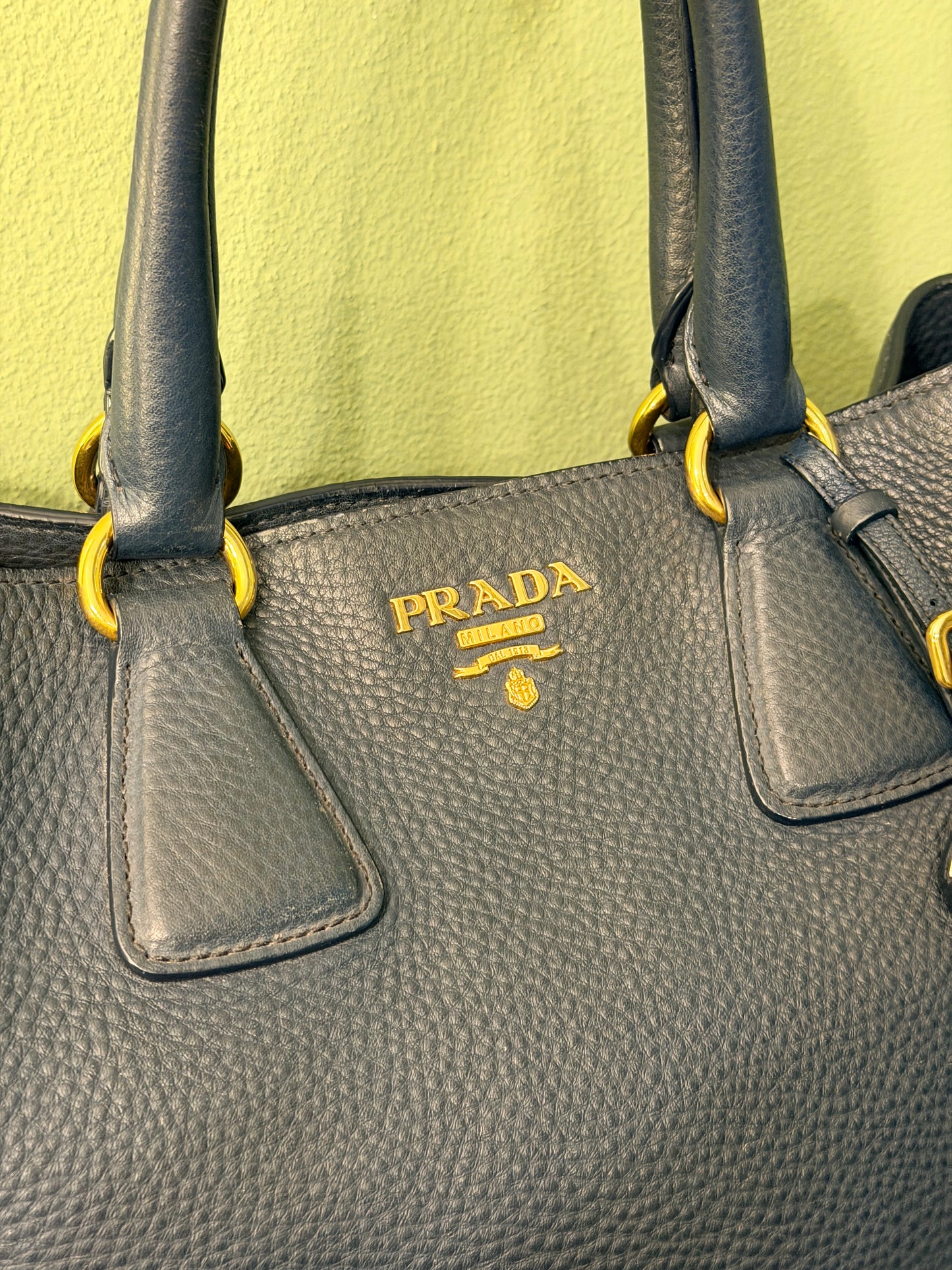 PRADA BLUE DAINO TWO WAY HANDBAG