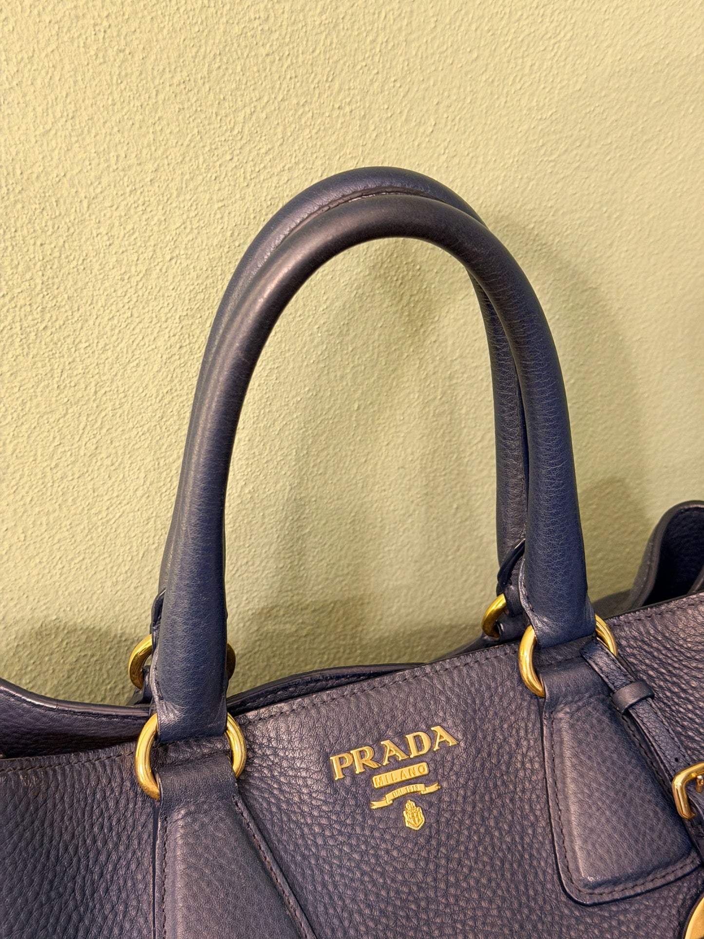 PRADA BLUE DAINO TWO WAY HANDBAG