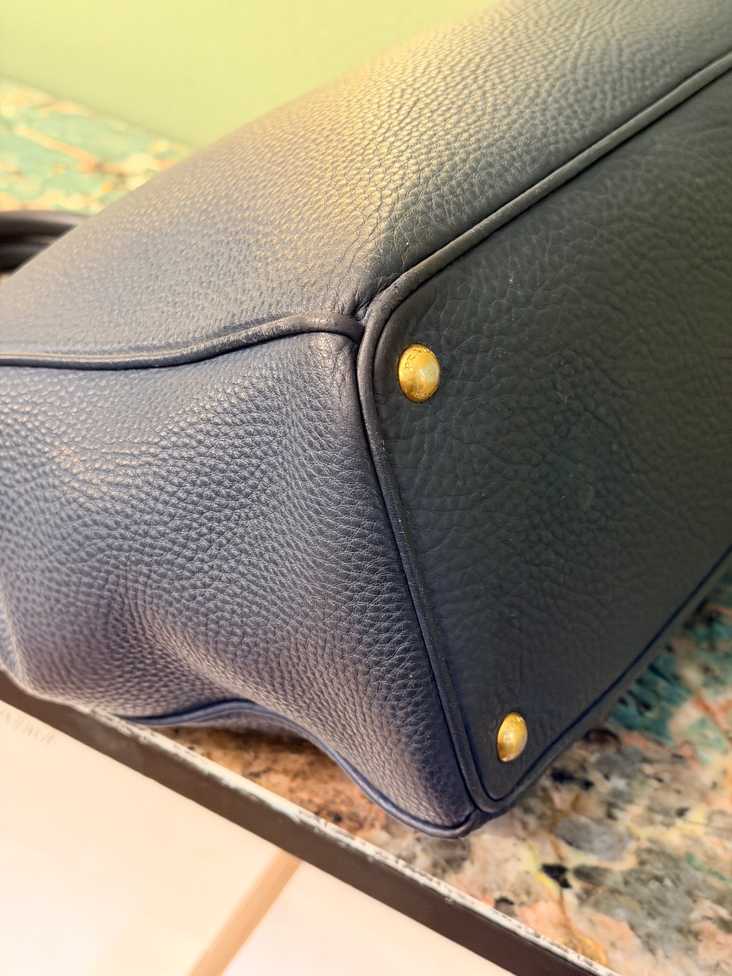 PRADA BLUE DAINO TWO WAY HANDBAG