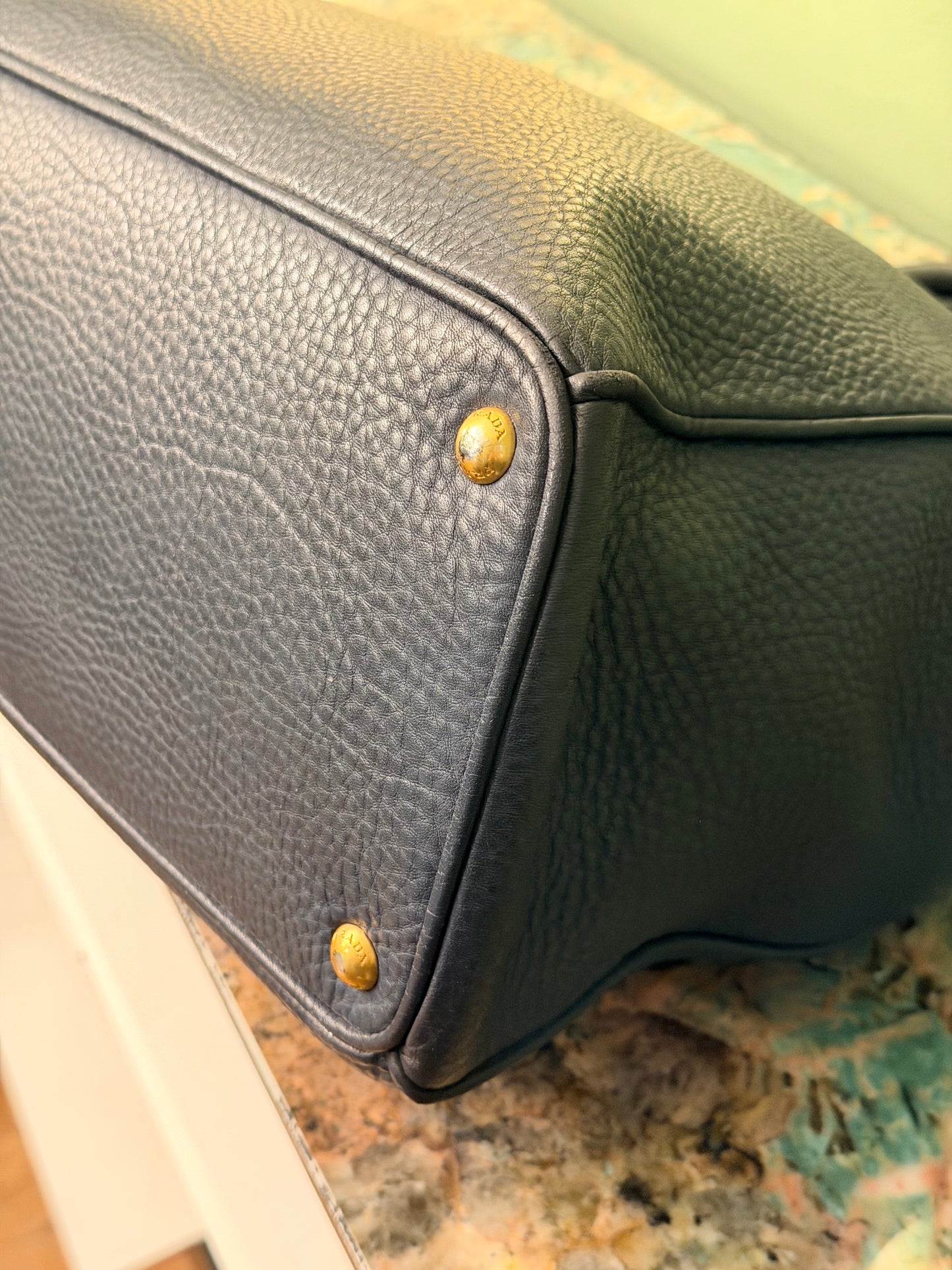 PRADA BLUE DAINO TWO WAY HANDBAG