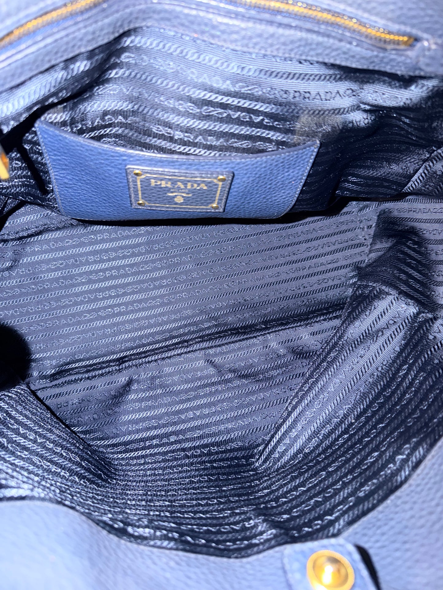 PRADA BLUE DAINO TWO WAY HANDBAG