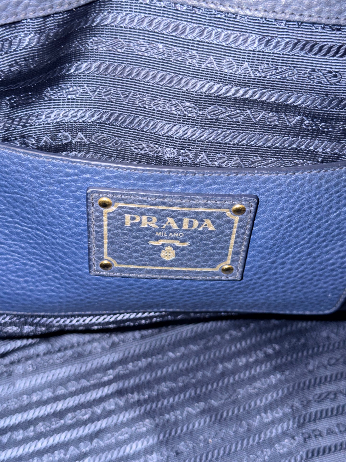 PRADA BLUE DAINO TWO WAY HANDBAG