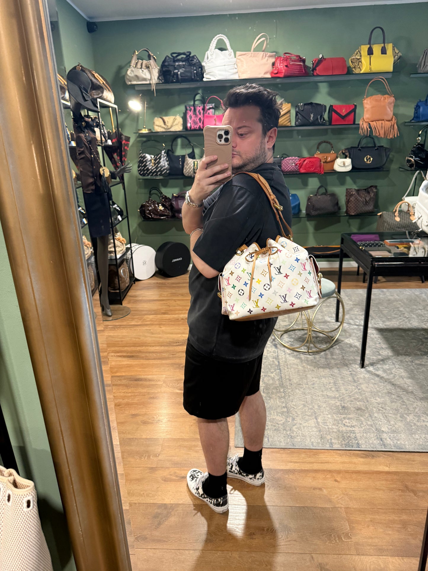 TAKASHI MURAKAMI X LOUIS VUITTON WHITE MULTICOLOR PETIT NOE BUCKET BAG