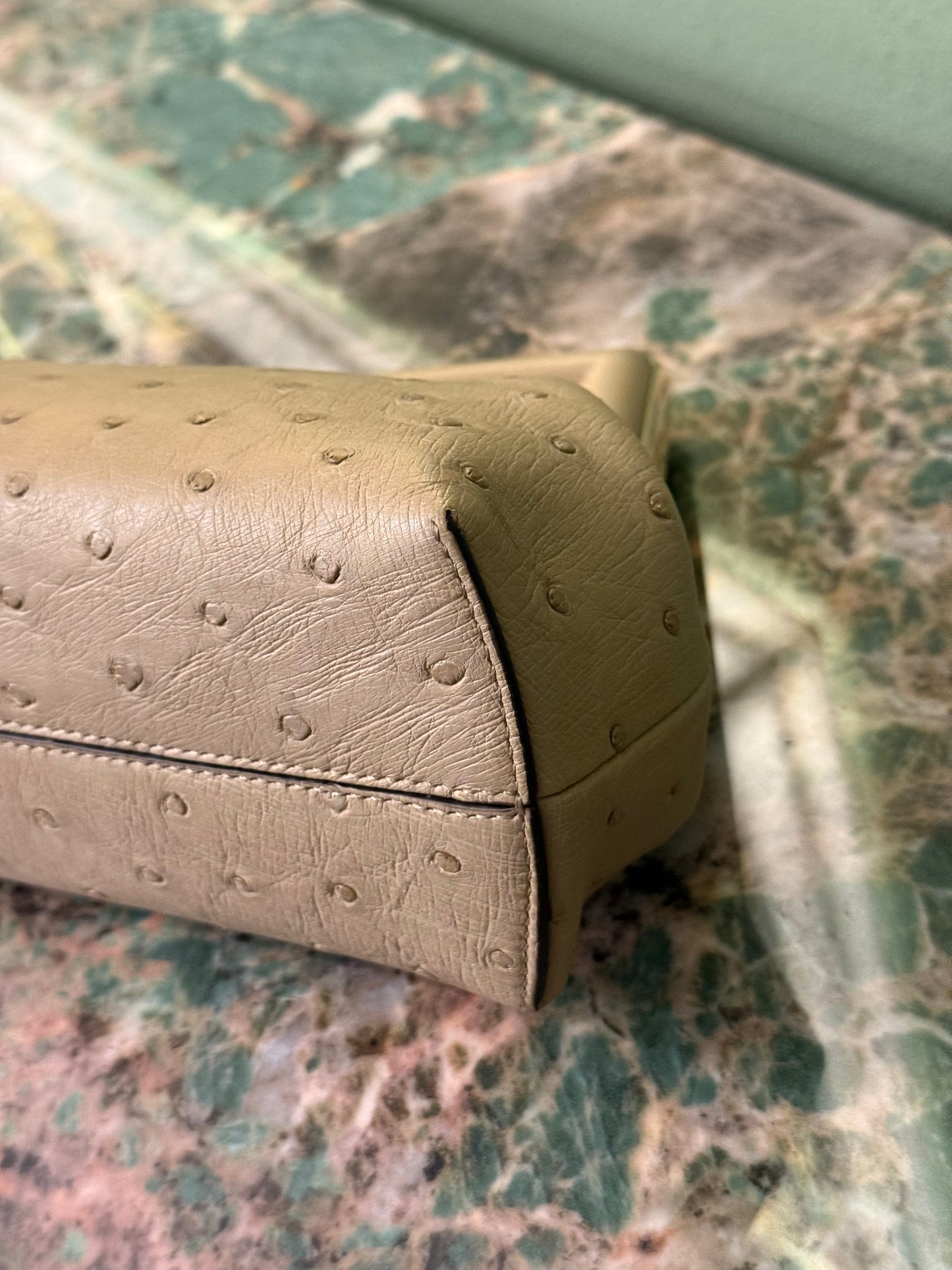 FENDI BEIGE OSTRICH SMALL FIRST CROSSBODY BAG