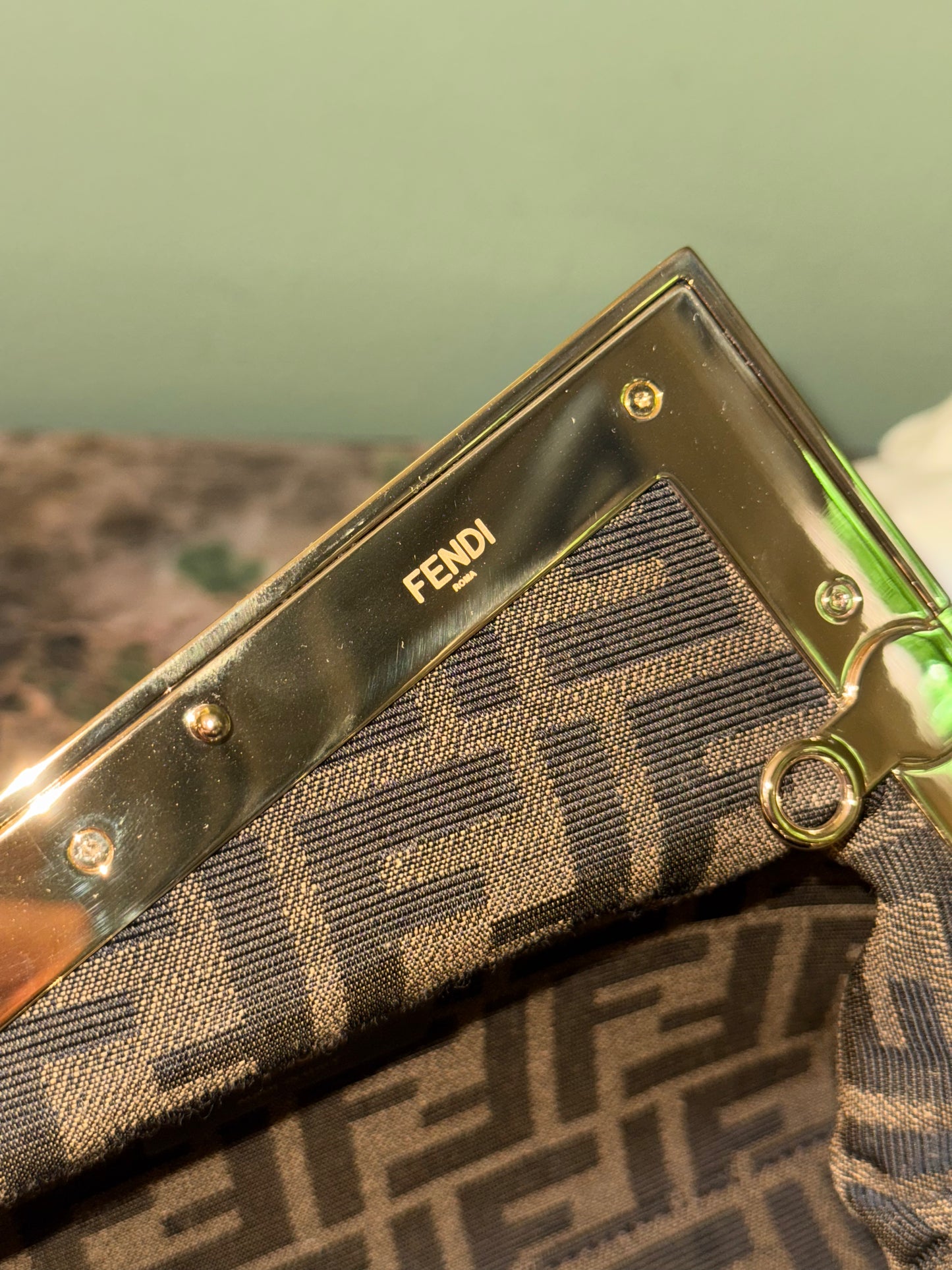 FENDI BEIGE OSTRICH SMALL FIRST CROSSBODY BAG