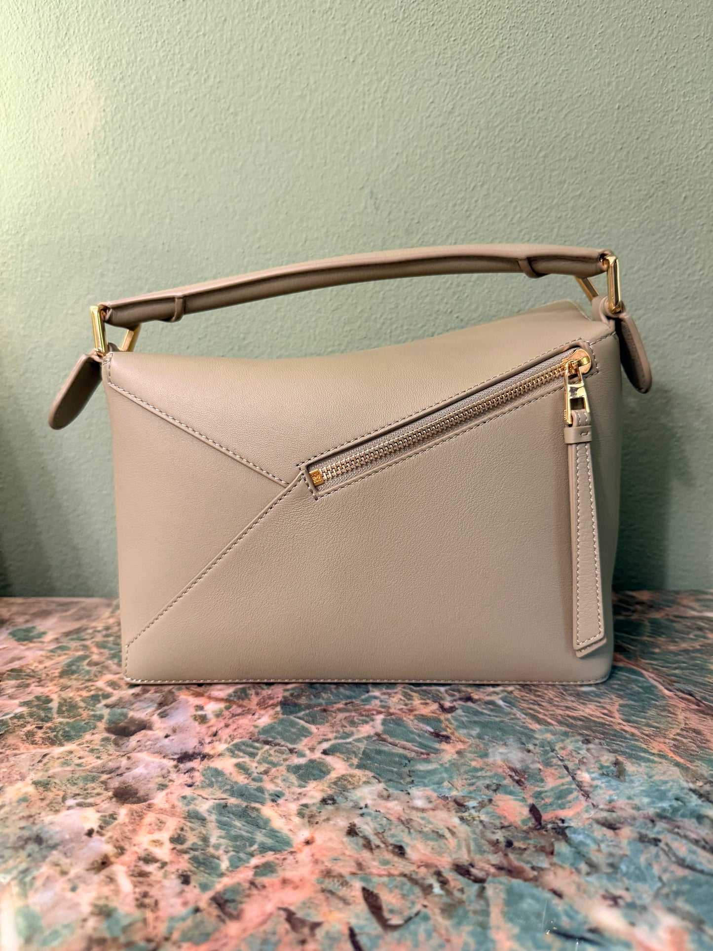 LOEWE GREEN SMALL PUZZLE EDGE CROSSBODY BAG